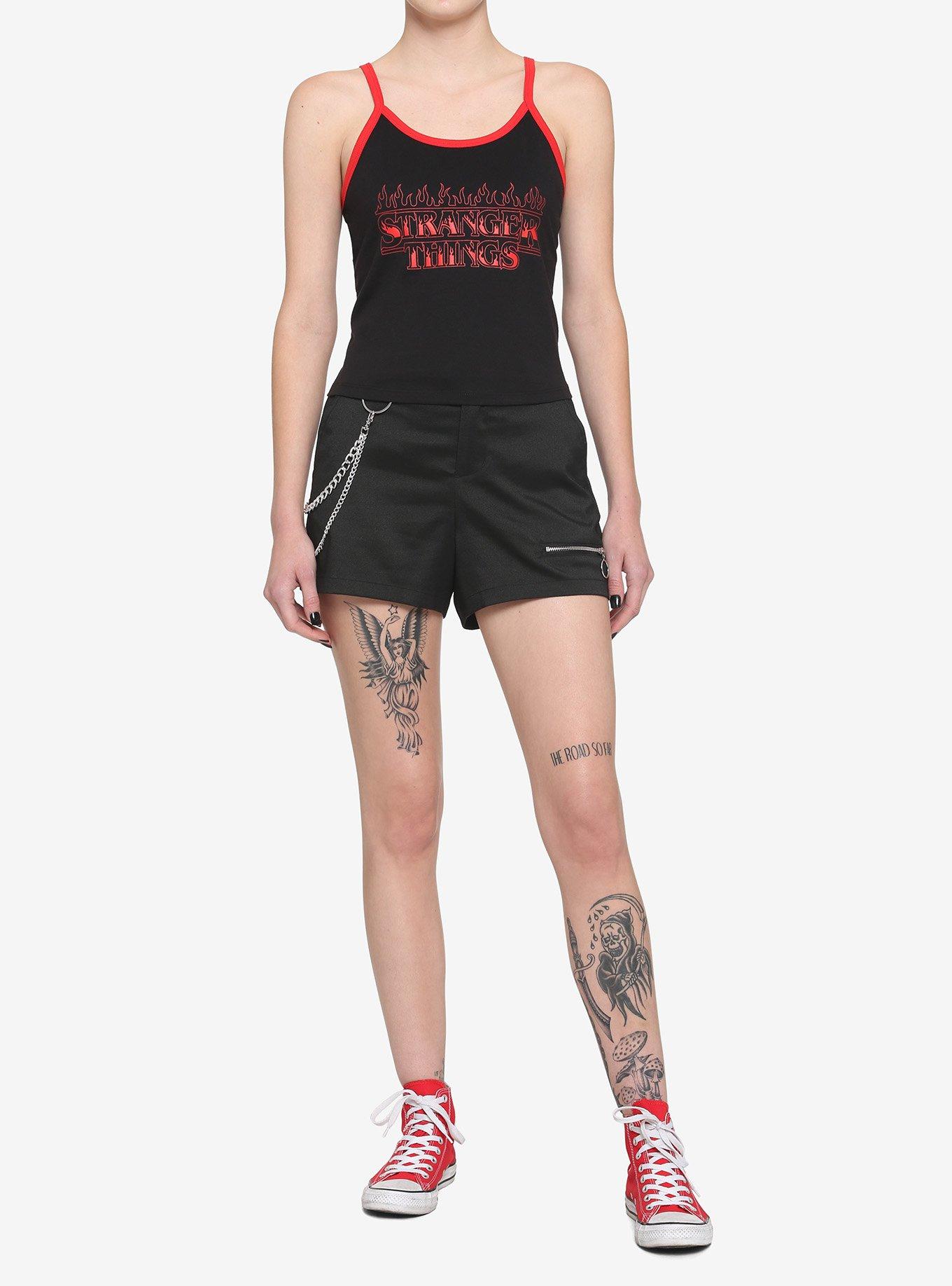 Her Universe Stranger Things Flame Logo Skimmer Girls Cami, RED, alternate