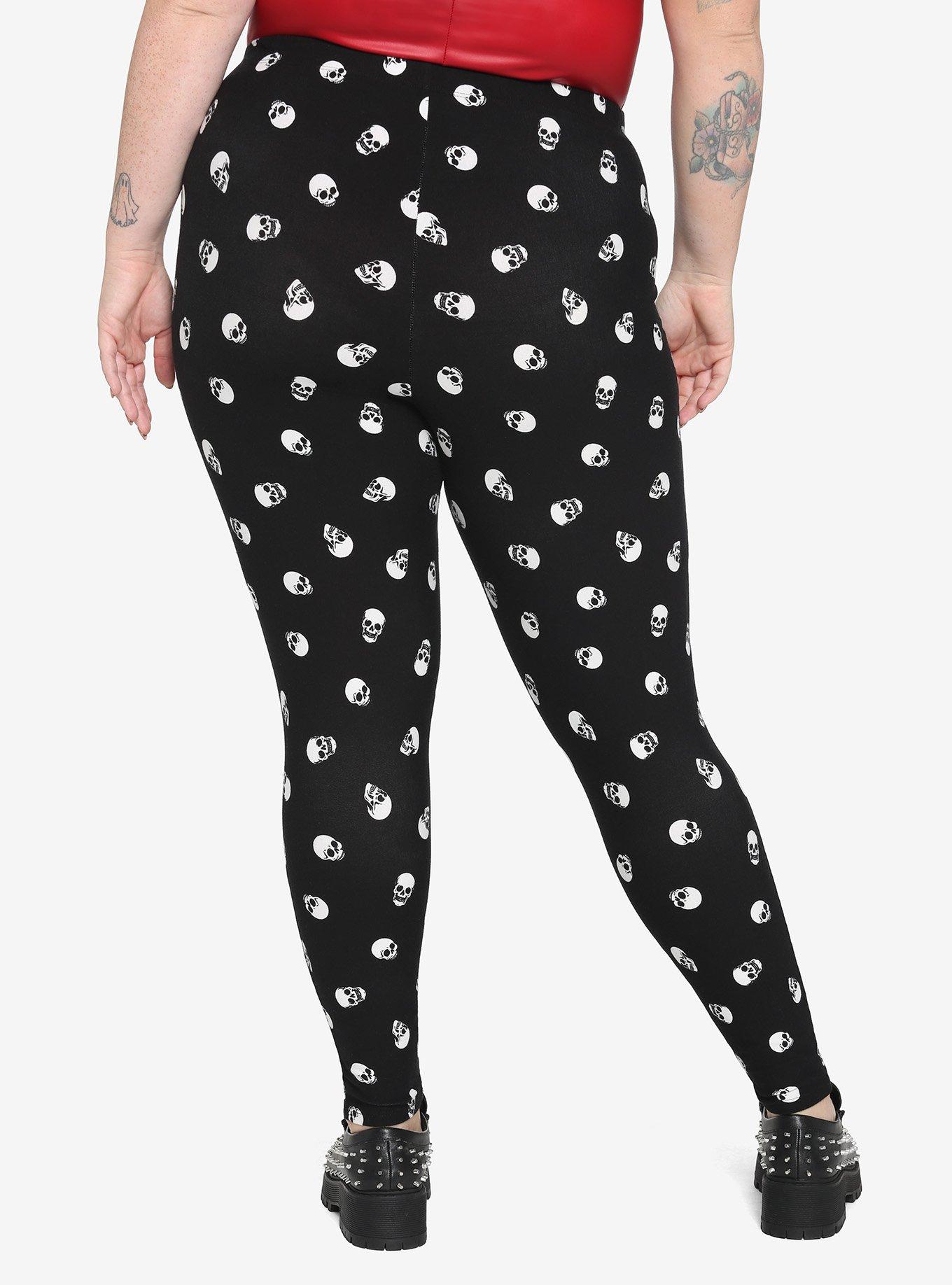 Allover Skull Print Leggings, BLACK, alternate