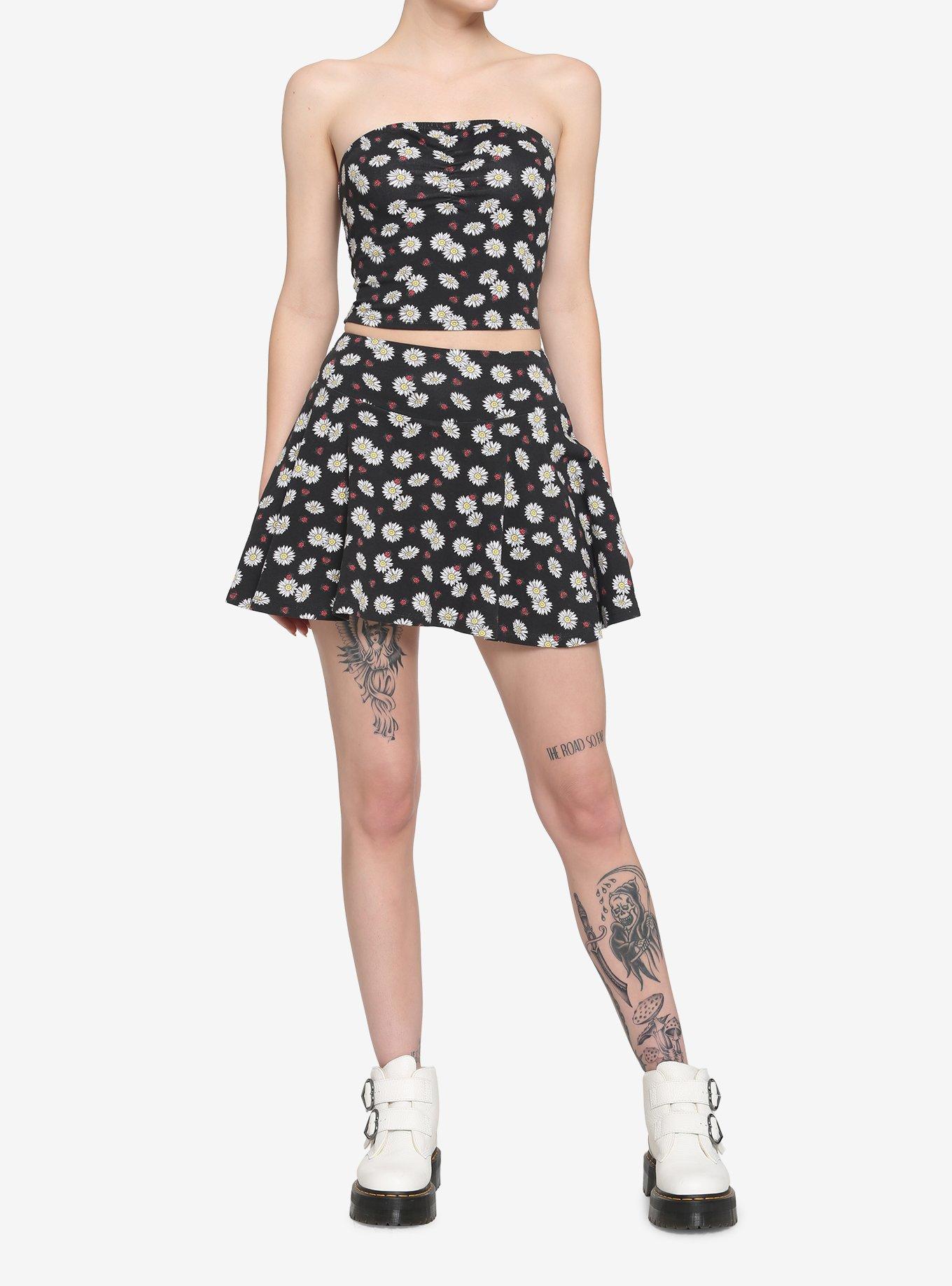 Daisy Ladybug Crop Tube Top, BLACK, alternate