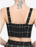 Black & White Grid Girls Crop Tank Top, PLAID - BLACK, alternate