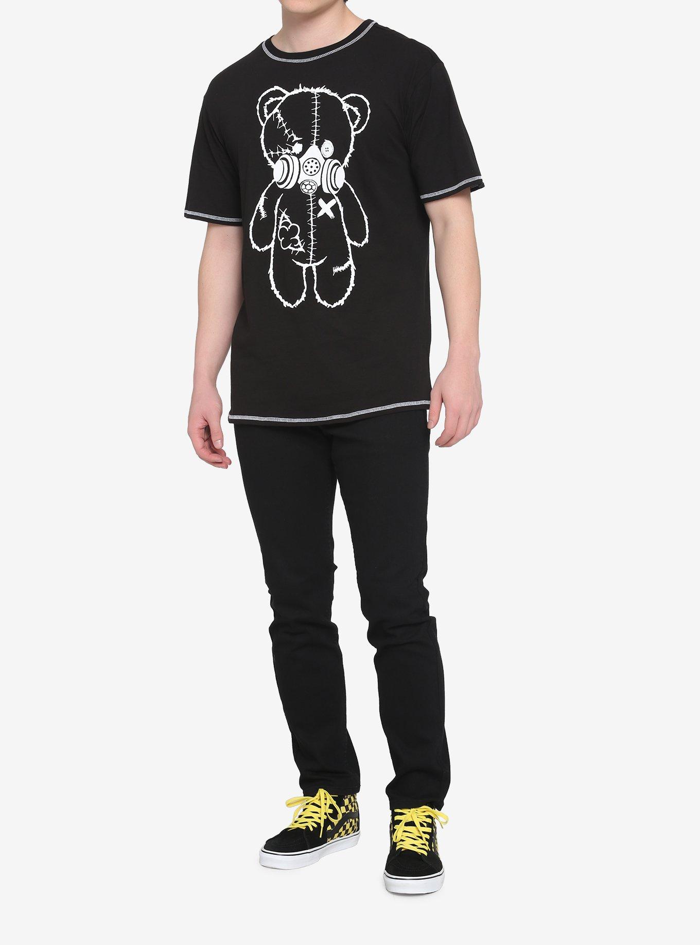 Black & White Contrast Masked Bear T-Shirt, BLACK, alternate