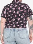 Tarot Night Floral Tie-Front Girls Woven Button-Up Plus Size, MULTI, alternate