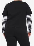 Goth Milk Black & White Twofer Girls Crop Long-Sleeve T-Shirt Plus Size, STRIPES, alternate