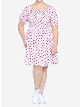 Plus Size Pink Strawberry Smocked Dress Plus Size, , hi-res