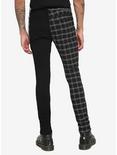 Black & White Grid Split Leg Chain Stinger Jeans, BLACK  WHITE, alternate