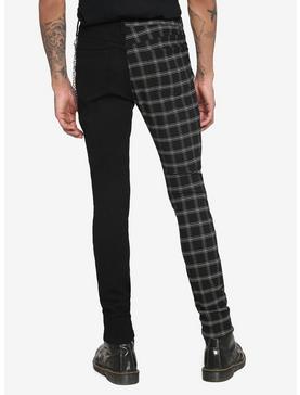 Black & White Grid Split Leg Chain Stinger Jeans, , hi-res