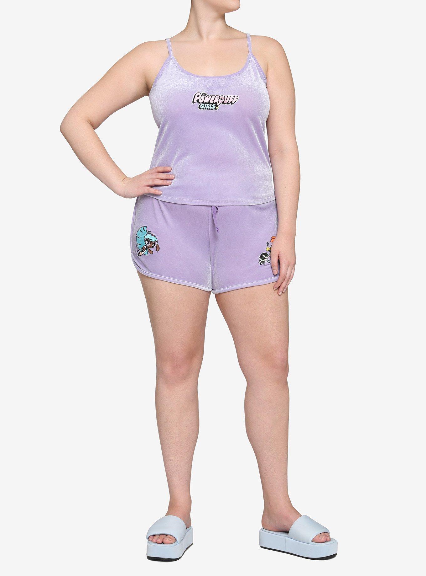 The Powerpuff Girls Lavender Velour Girls Lounge Shorts Plus Size, LAVENDER, alternate