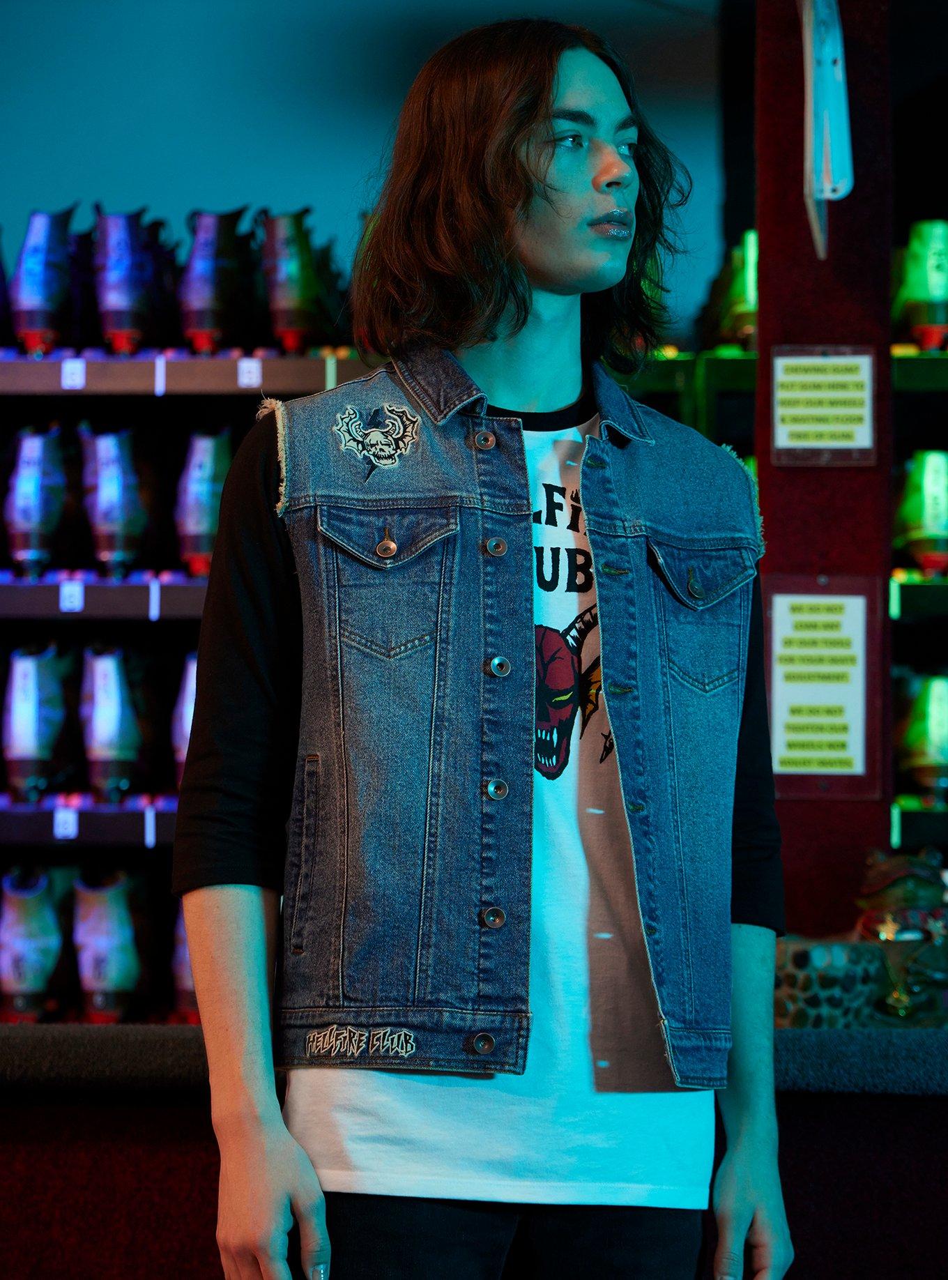 Our Universe Stranger Things Eddie Denim Vest, BLUE, alternate