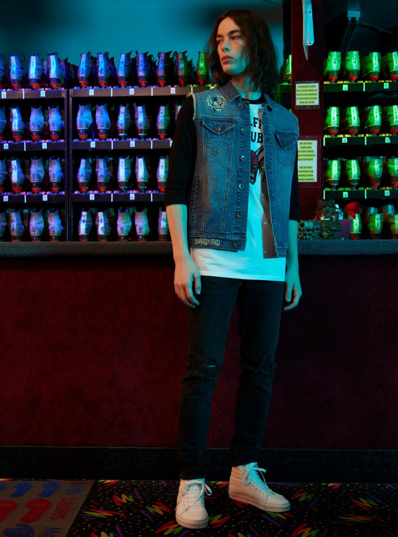 Our Universe Stranger Things Eddie Denim Vest, BLUE, alternate