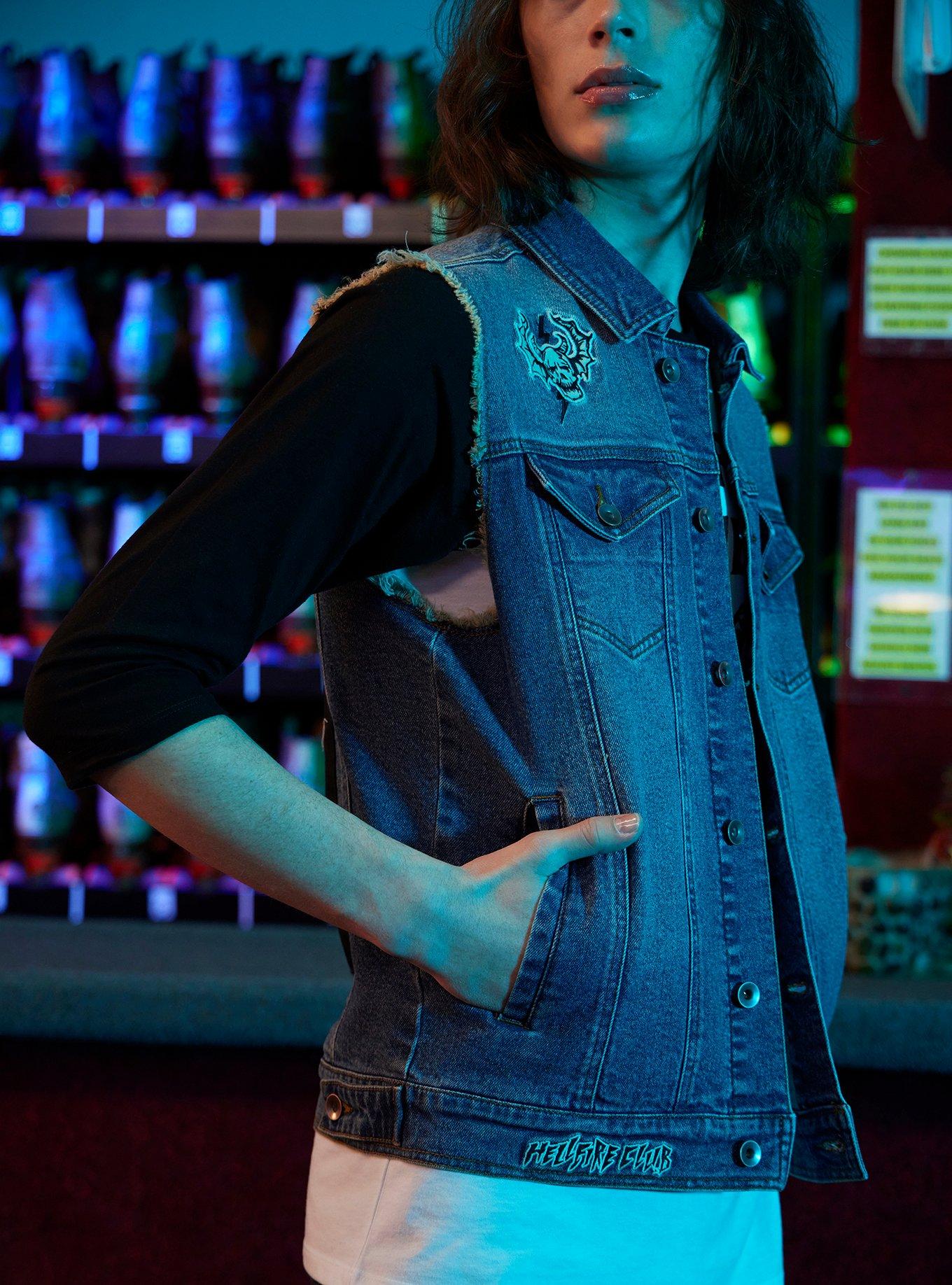 Our Universe Stranger Things Eddie Denim Vest, BLUE, alternate