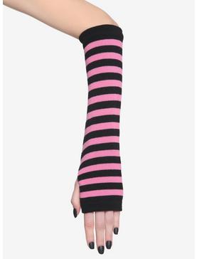 Pink & Black Stripe Arm Warmers, , hi-res