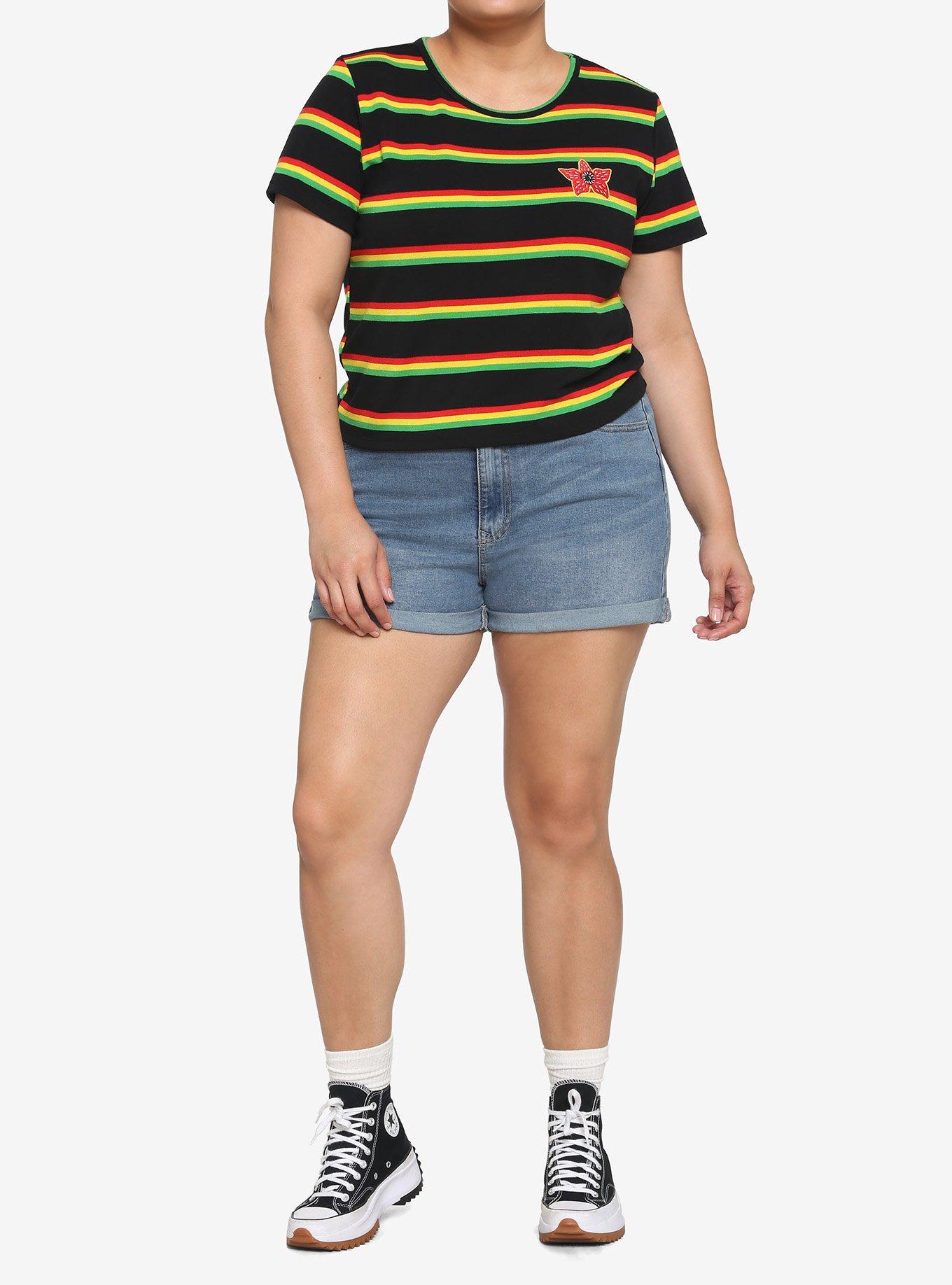Her Universe Stranger Things Demogorgon Stripe Baby T-Shirt Plus Size, MULTI, alternate
