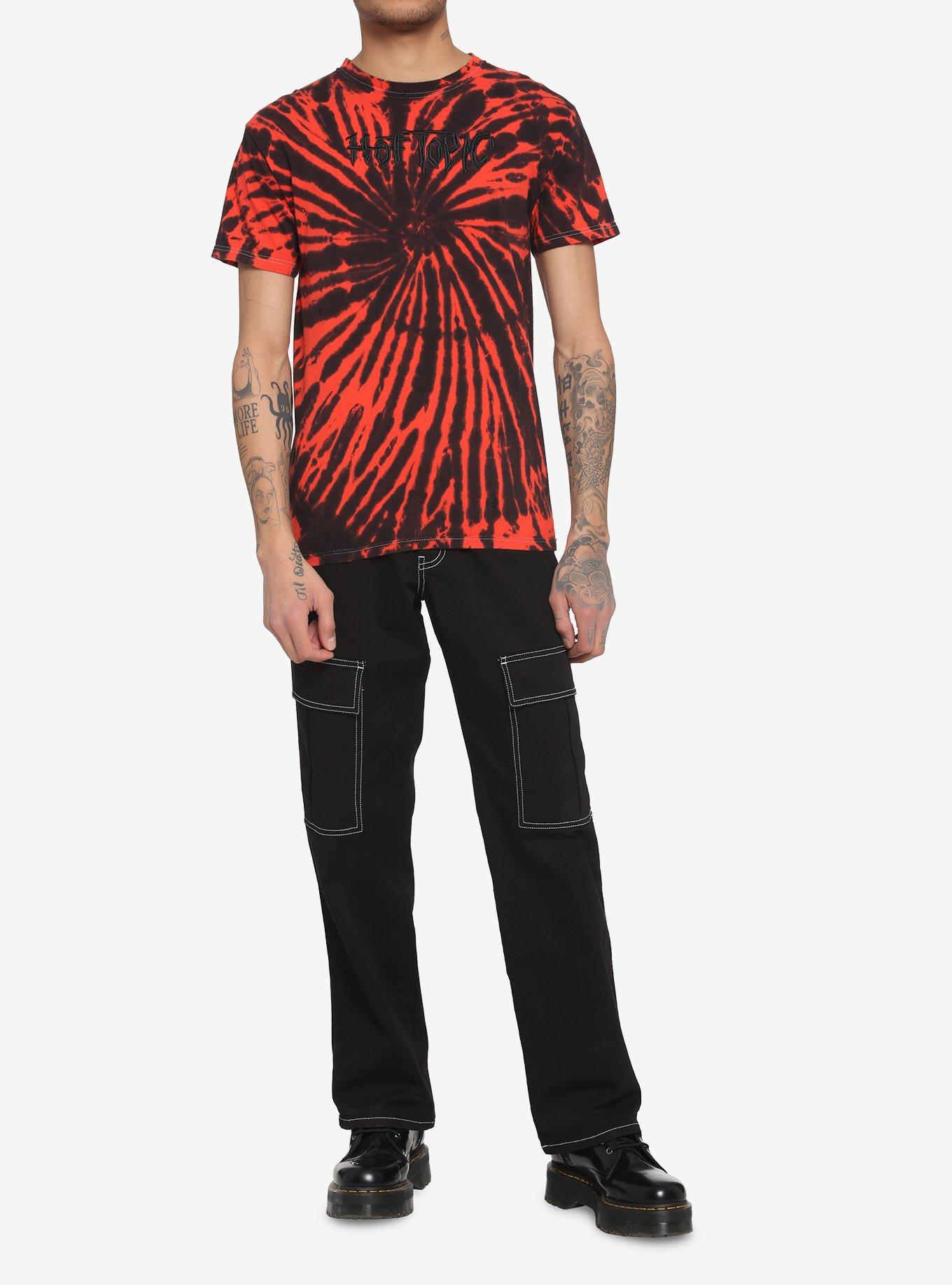 Hot Topic Logo Tie-Dye T-Shirt, BLACK  RED, alternate