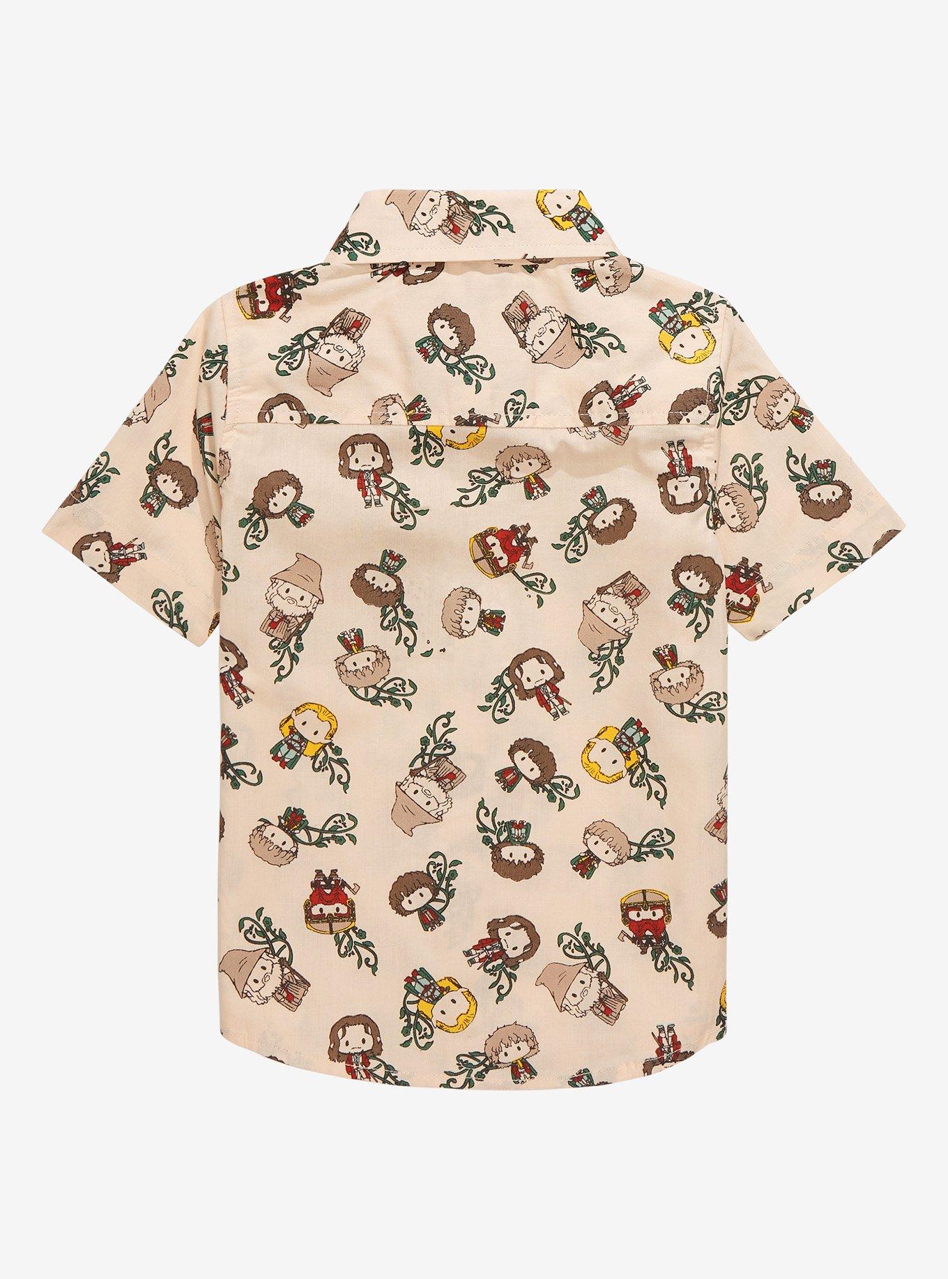 The Lord of the Rings Chibi Characters Allover Print Toddler Woven Button-Up - BoxLunch Exclusive, BEIGE, alternate