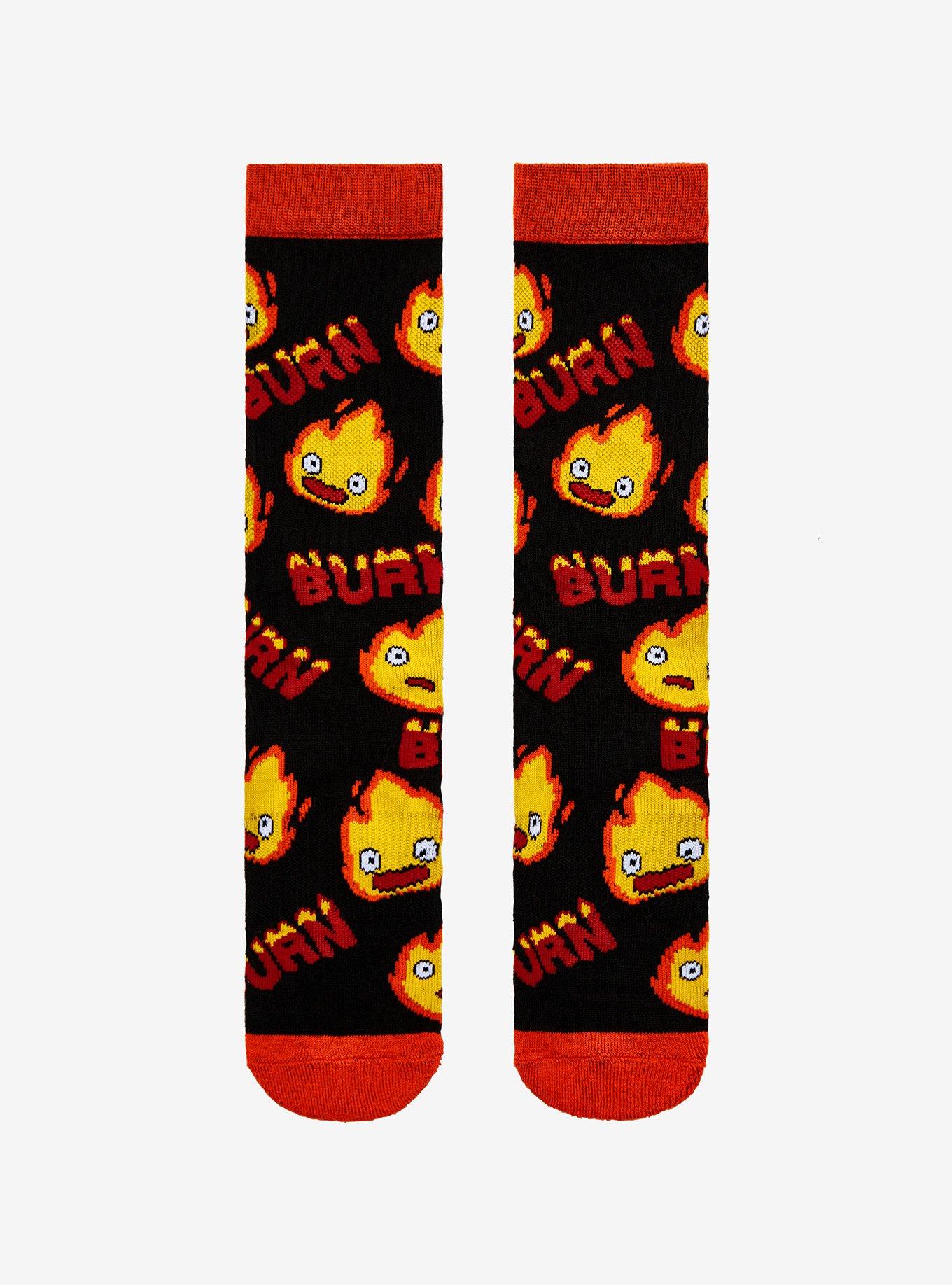 Studio Ghibli Howl's Moving Castle Calcifer Burn Crew Socks, , alternate