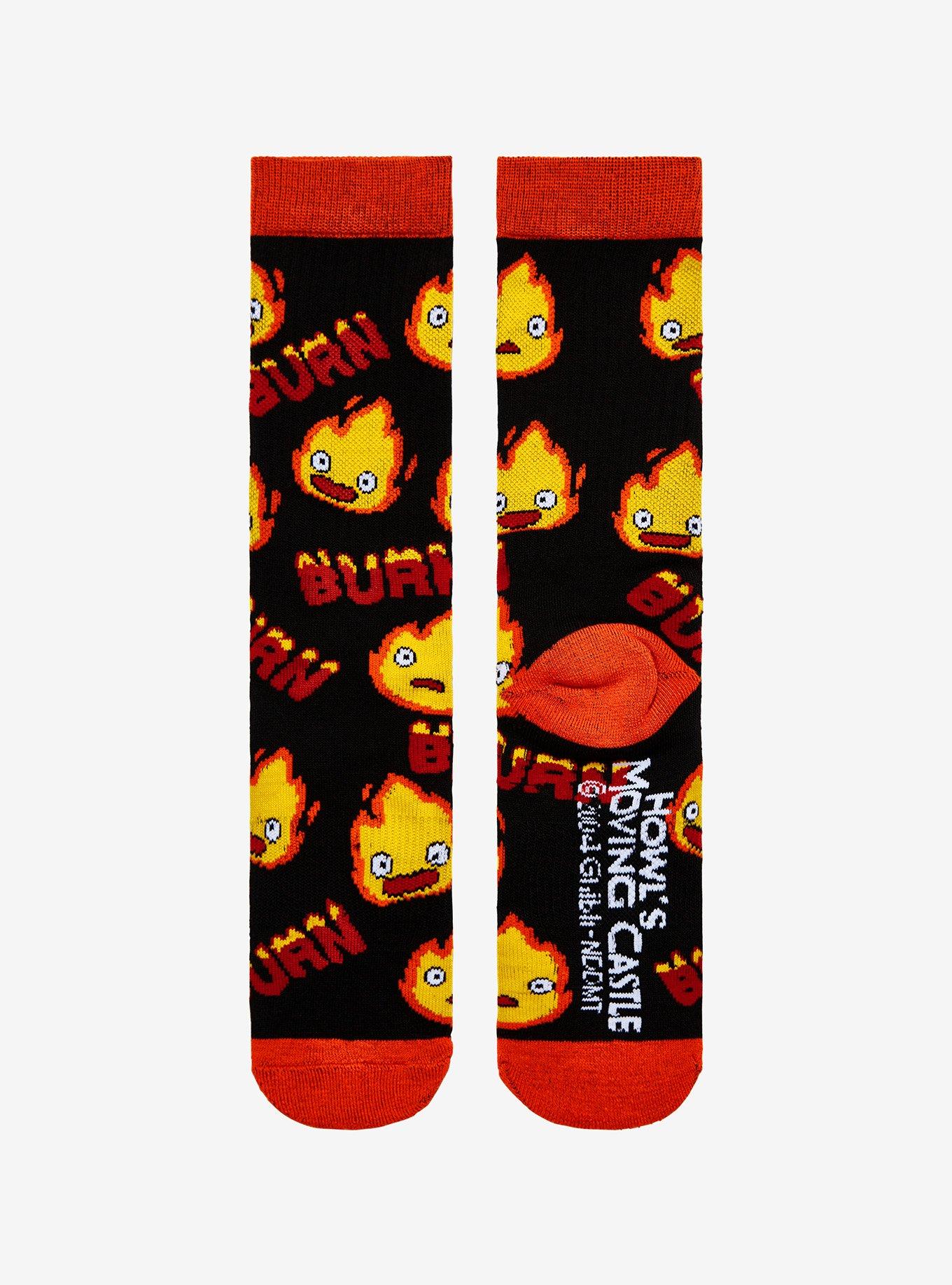 Studio Ghibli Howl's Moving Castle Calcifer Burn Crew Socks, , alternate