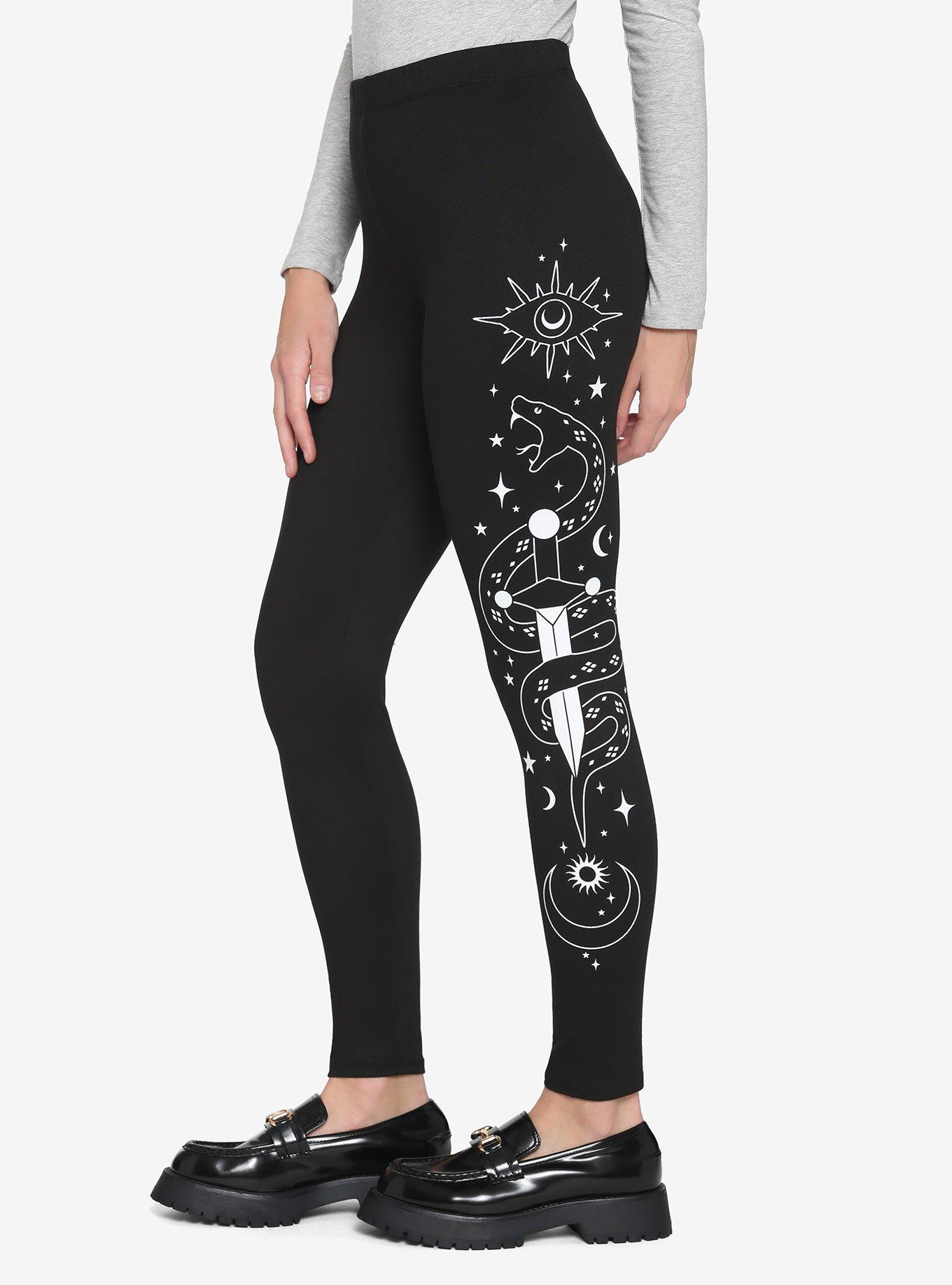 Snake Celestial Black Leggings, BLACK, alternate