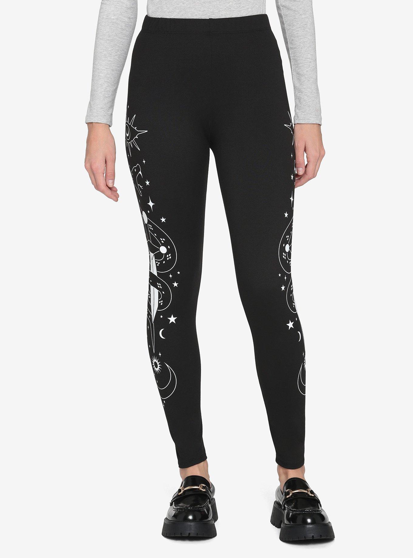 Snake Celestial Black Leggings, BLACK, alternate