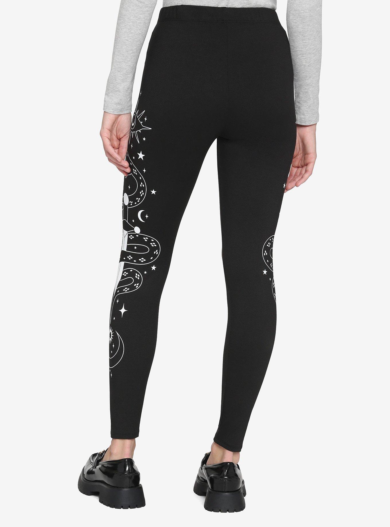 Snake Celestial Black Leggings, BLACK, alternate