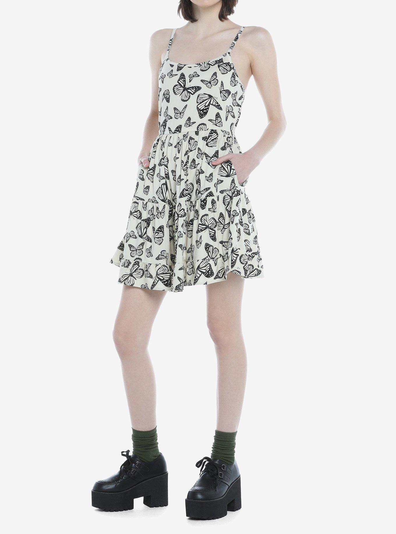 Ivory Butterfly Tiered Dress, BUTTERFLIES SWARMING, alternate
