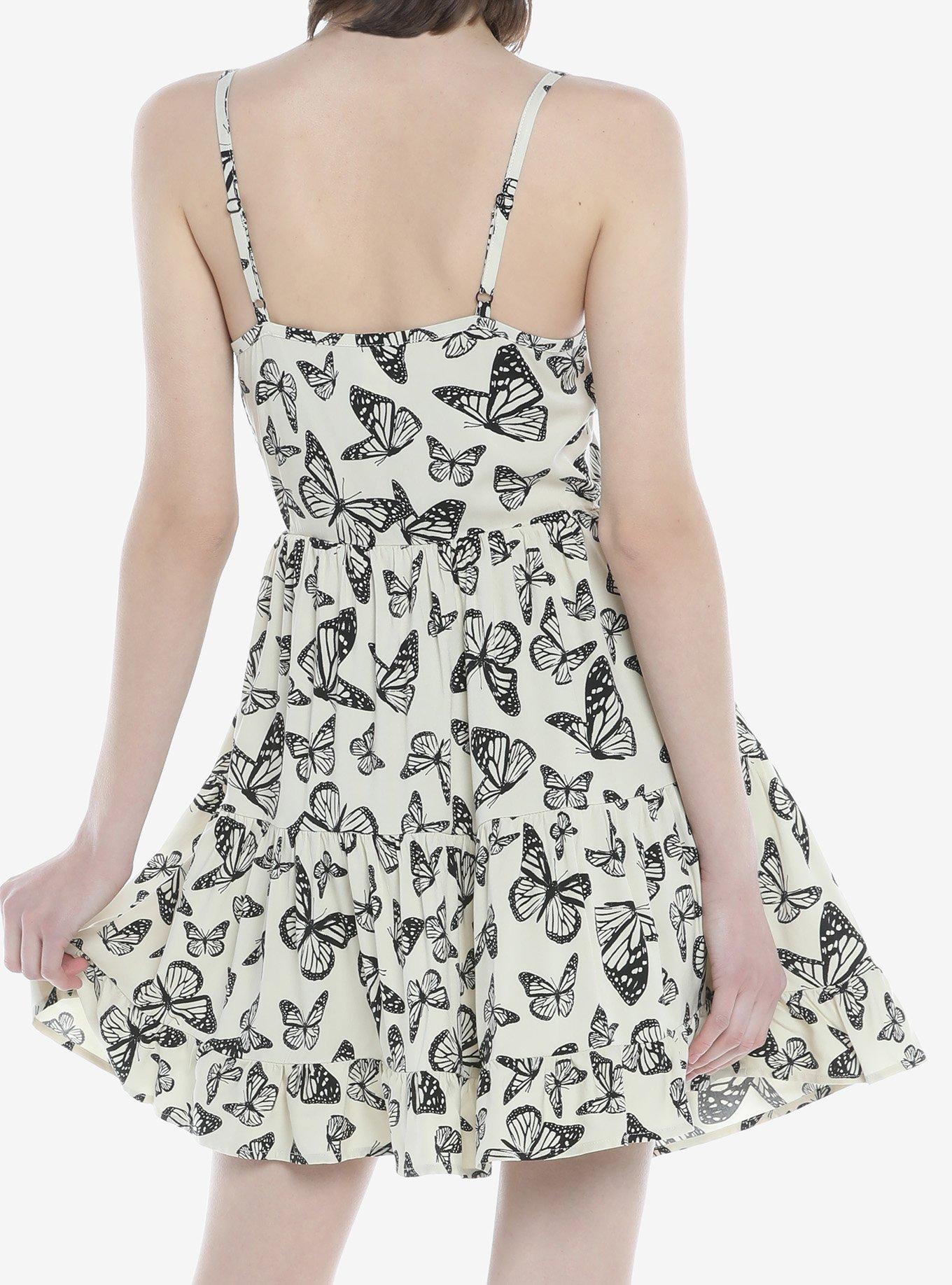 Ivory Butterfly Tiered Dress, BUTTERFLIES SWARMING, alternate