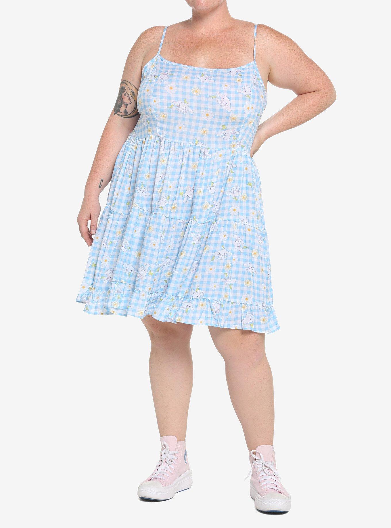Cinnamoroll Gingham Tiered Dress Plus Size, MULTI, alternate