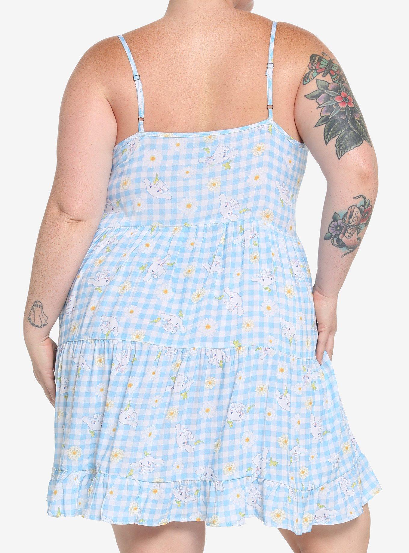 Cinnamoroll Gingham Tiered Dress Plus Size, MULTI, alternate