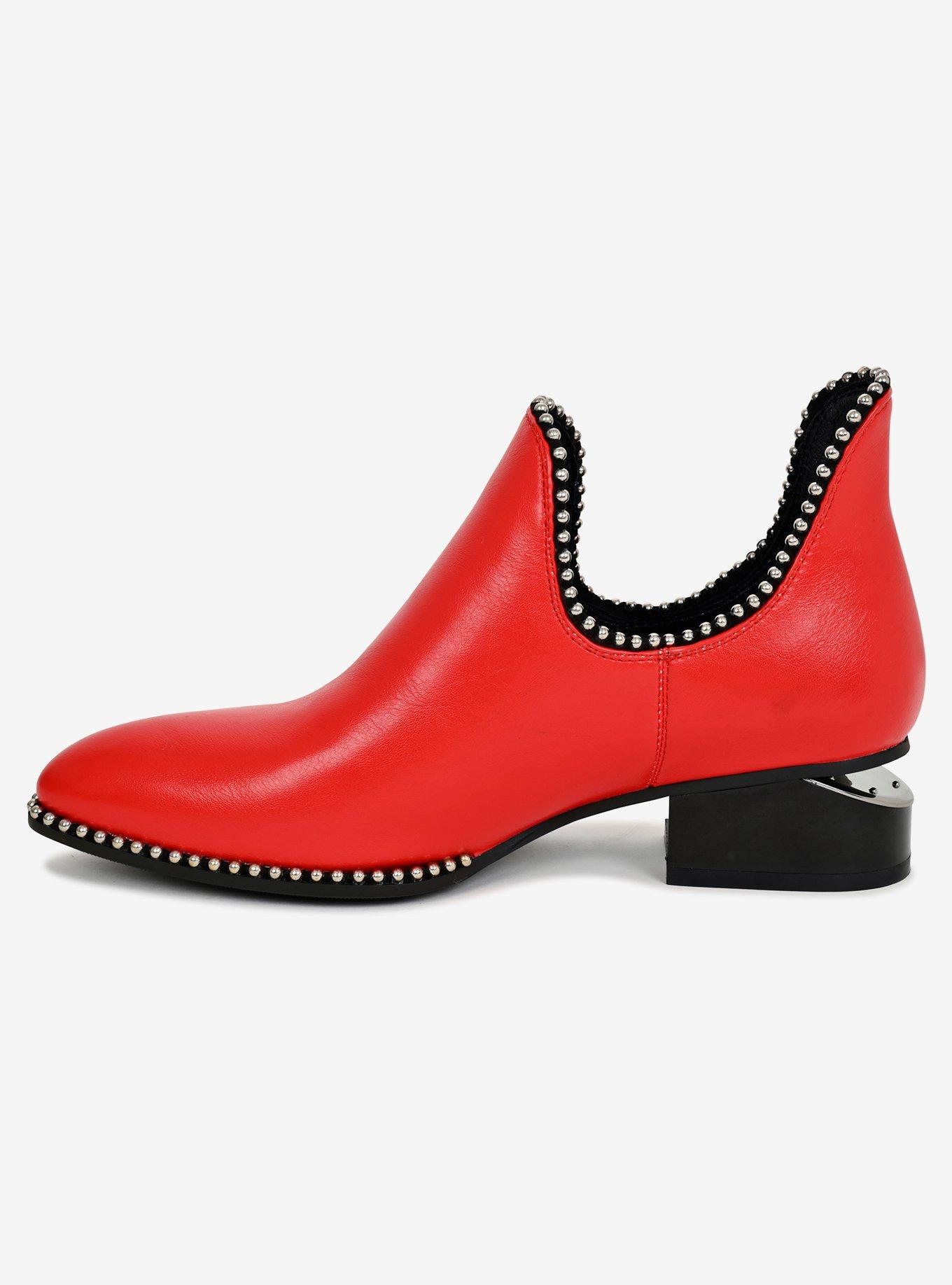 Red Ankle Bootie With Studed Trim, RED, alternate