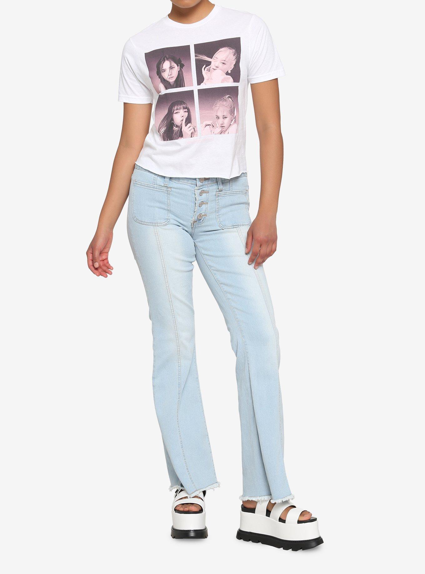BLACKPINK Grid Crop Girls T-Shirt, WHITE, alternate