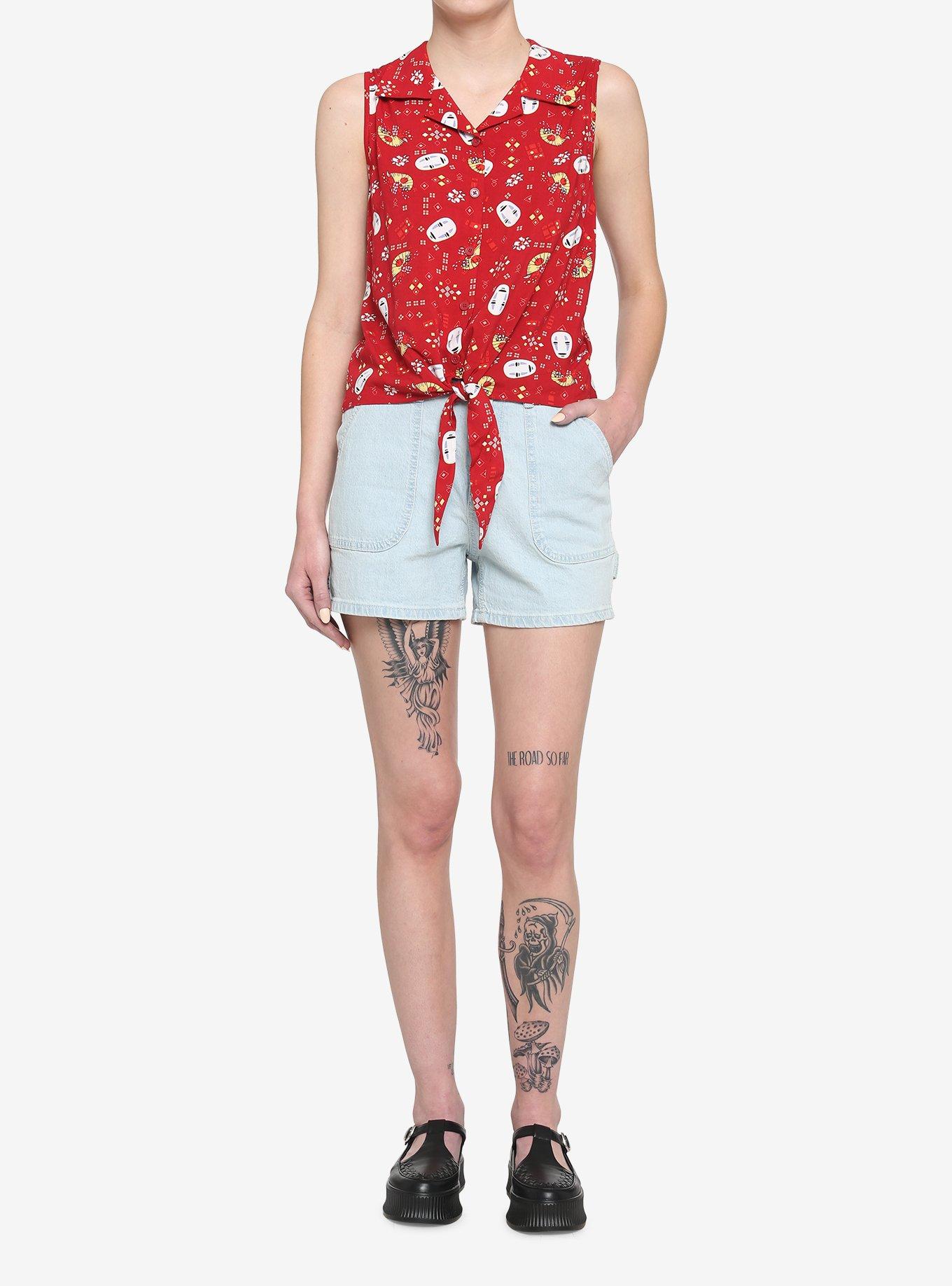 Her Universe Studio Ghibli Spirited Away No-Face Tie-Front Woven Tank Top, MULTI, alternate