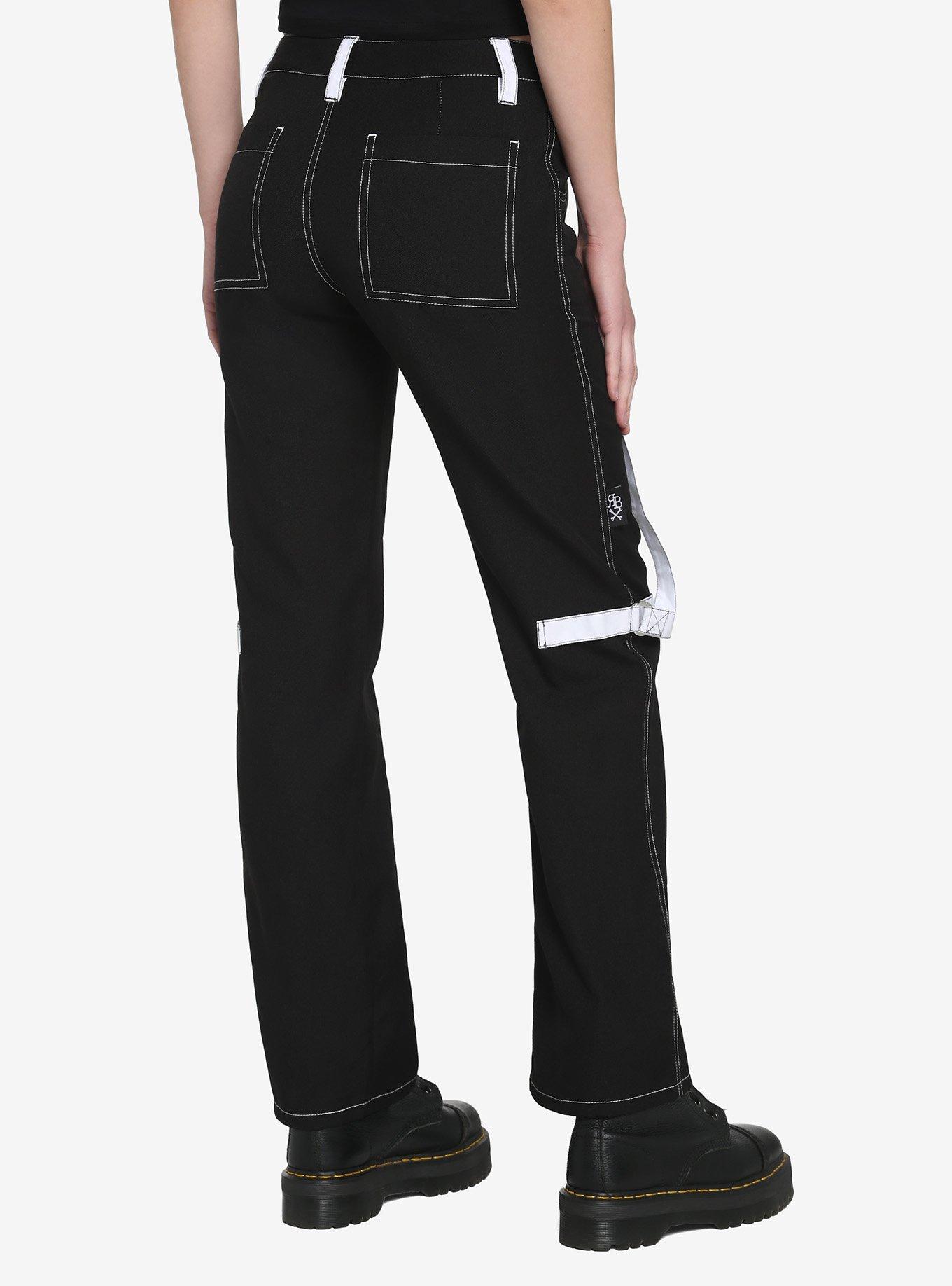 Royal Bones By Tripp Black & White Strap Pants, BLACK, alternate