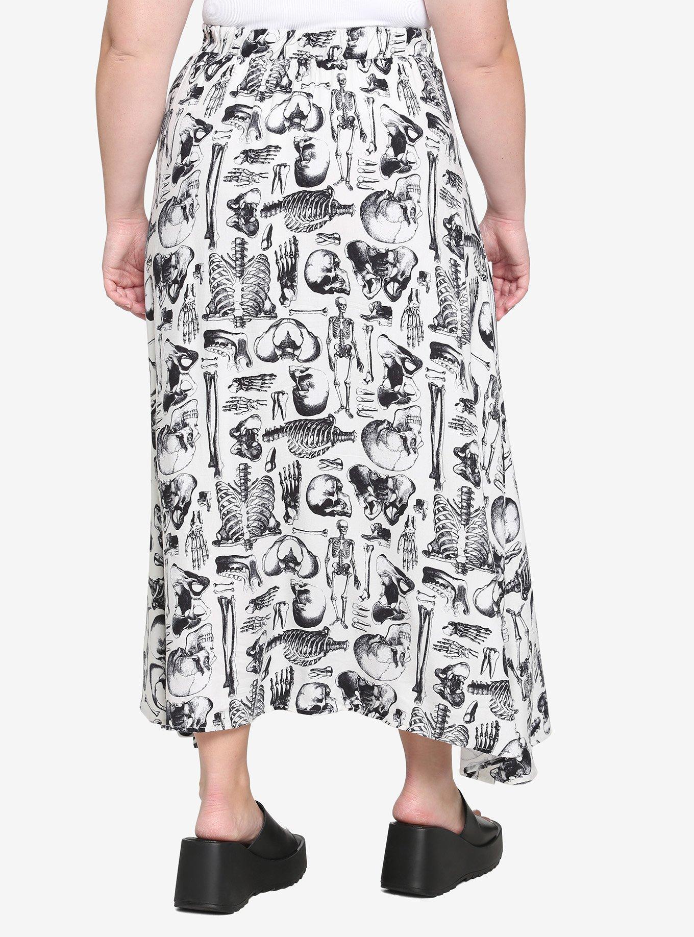 Anatomical Skeleton Sepia Maxi Skirt Plus Size, IVORY, alternate