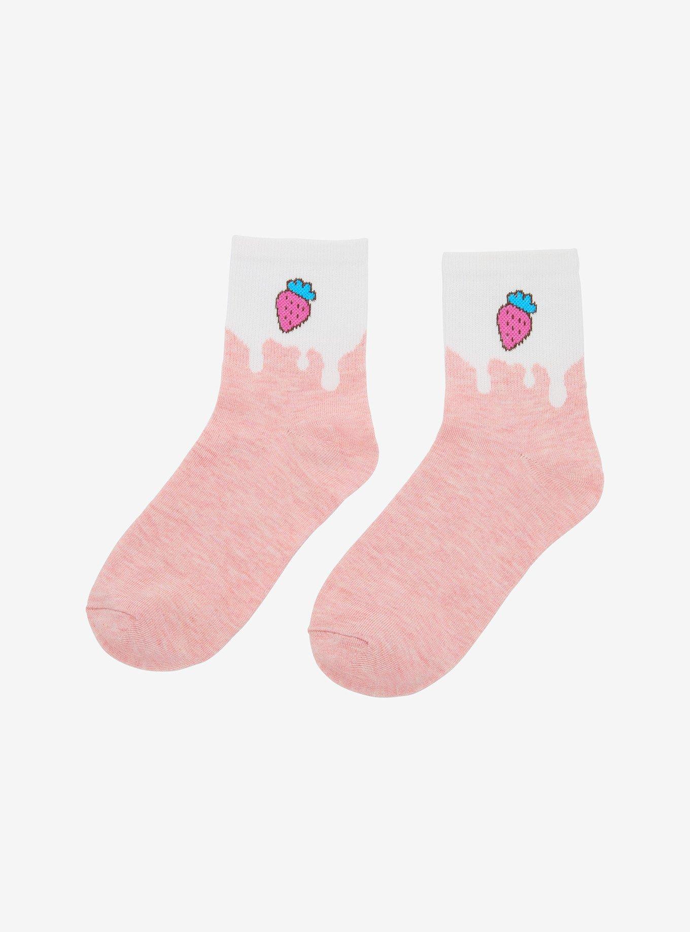 Strawberry Milk Drip Ankle Socks, , alternate