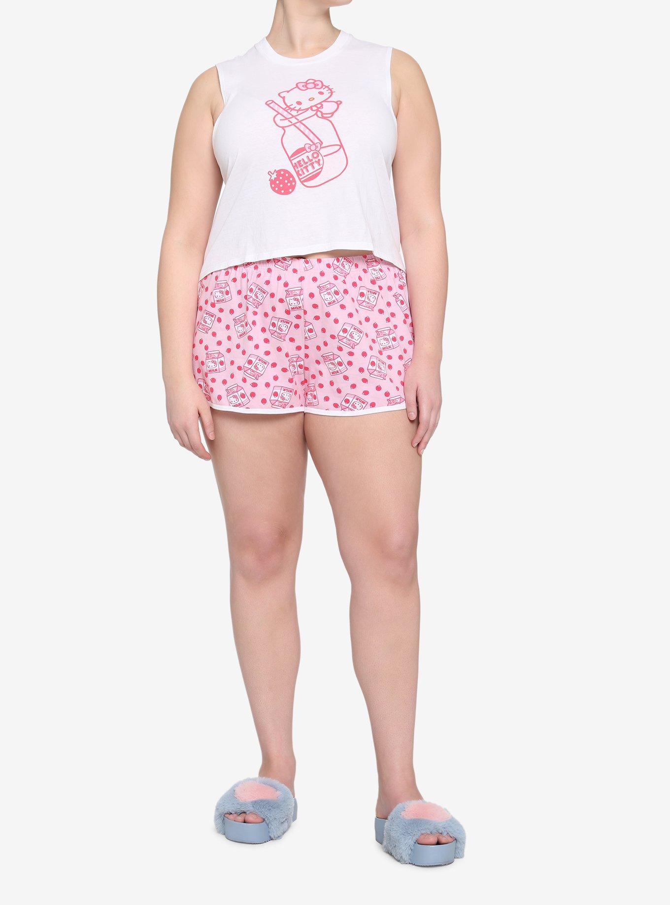 Hello Kitty Strawberry Milk Tank & Shorts Girls Lounge Set Plus Size, MULTI, alternate