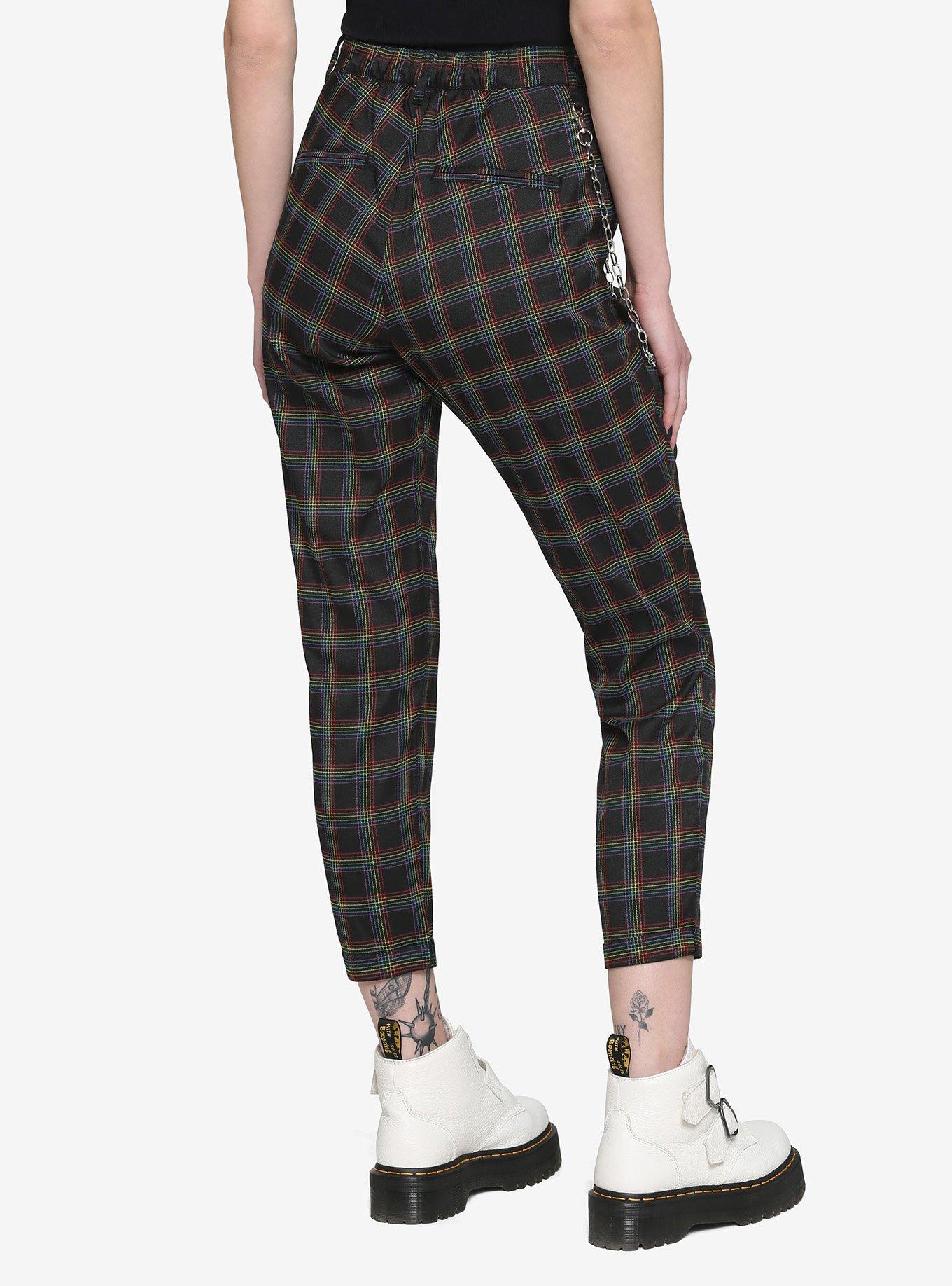 Rainbow Grid Pants With Detachable Chain, MULTI, alternate