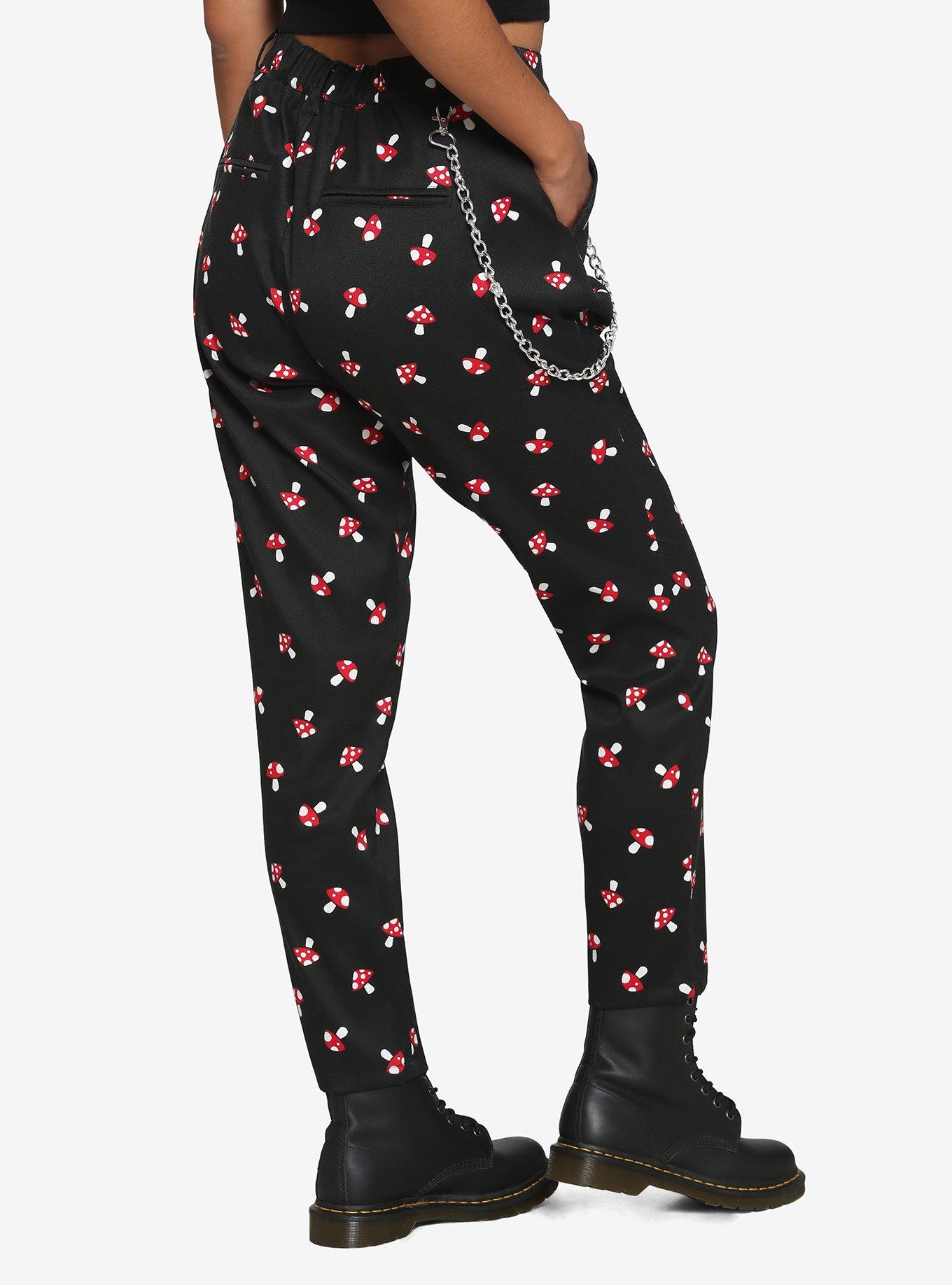 Black Mushroom Side Chain Pants, BLACK, alternate