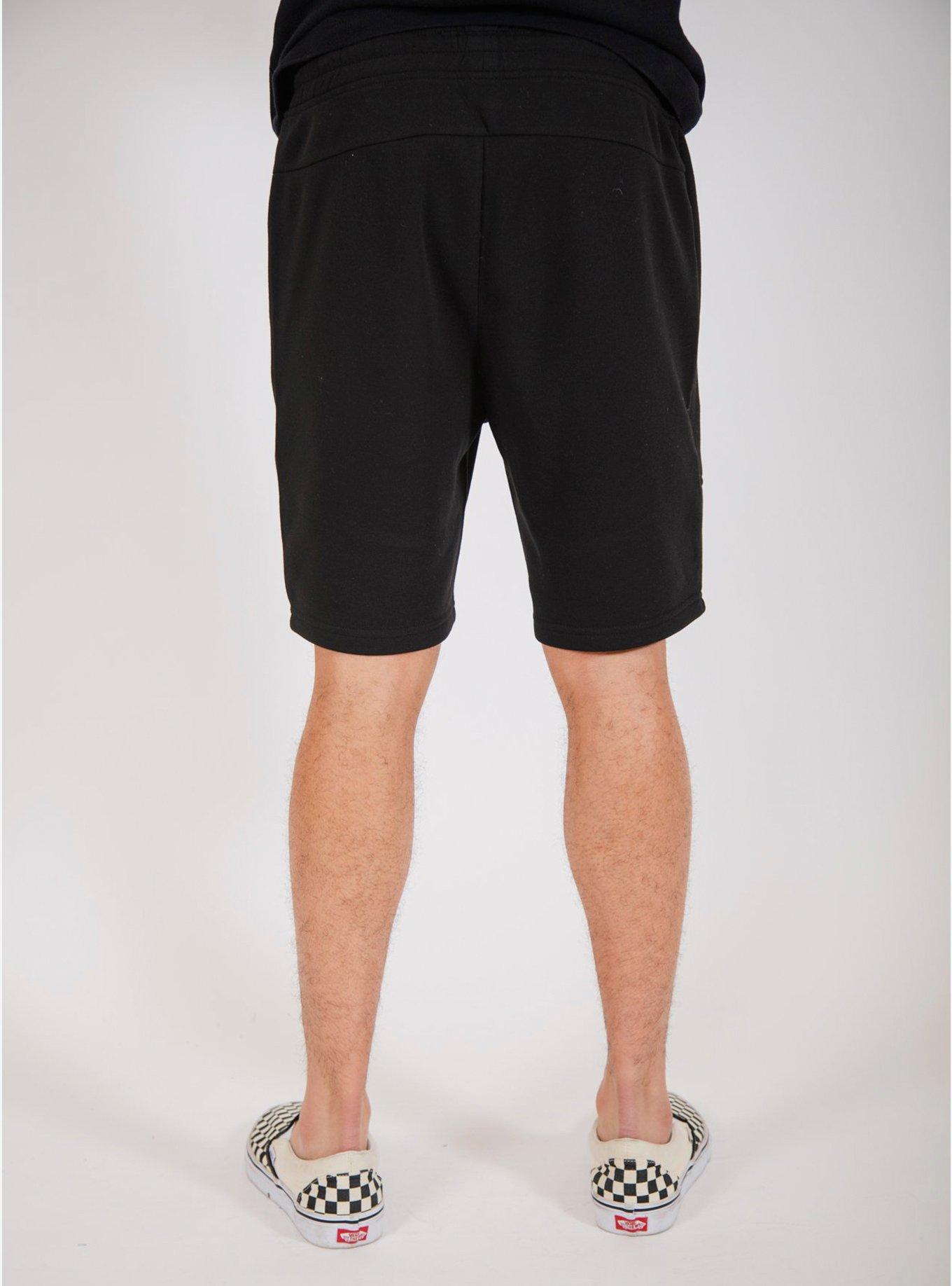Black And White Diagonal Heat Seal Zip Shorts, BLACK, alternate