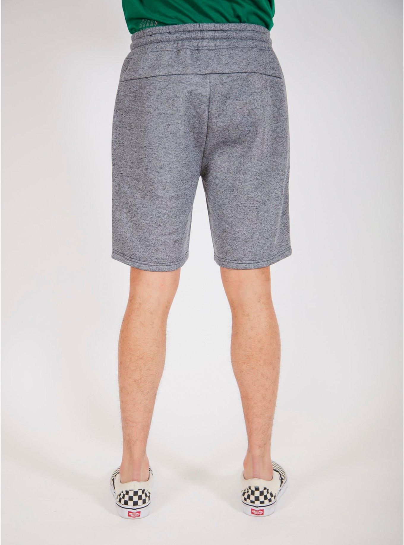 Black Marl Diagonal Heat Seal Zip Shorts, BLACK, alternate