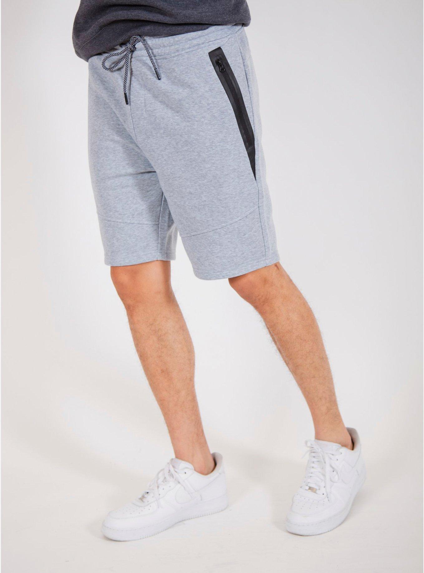 Heather Grey Diagonal Heat Seal Zip Shorts