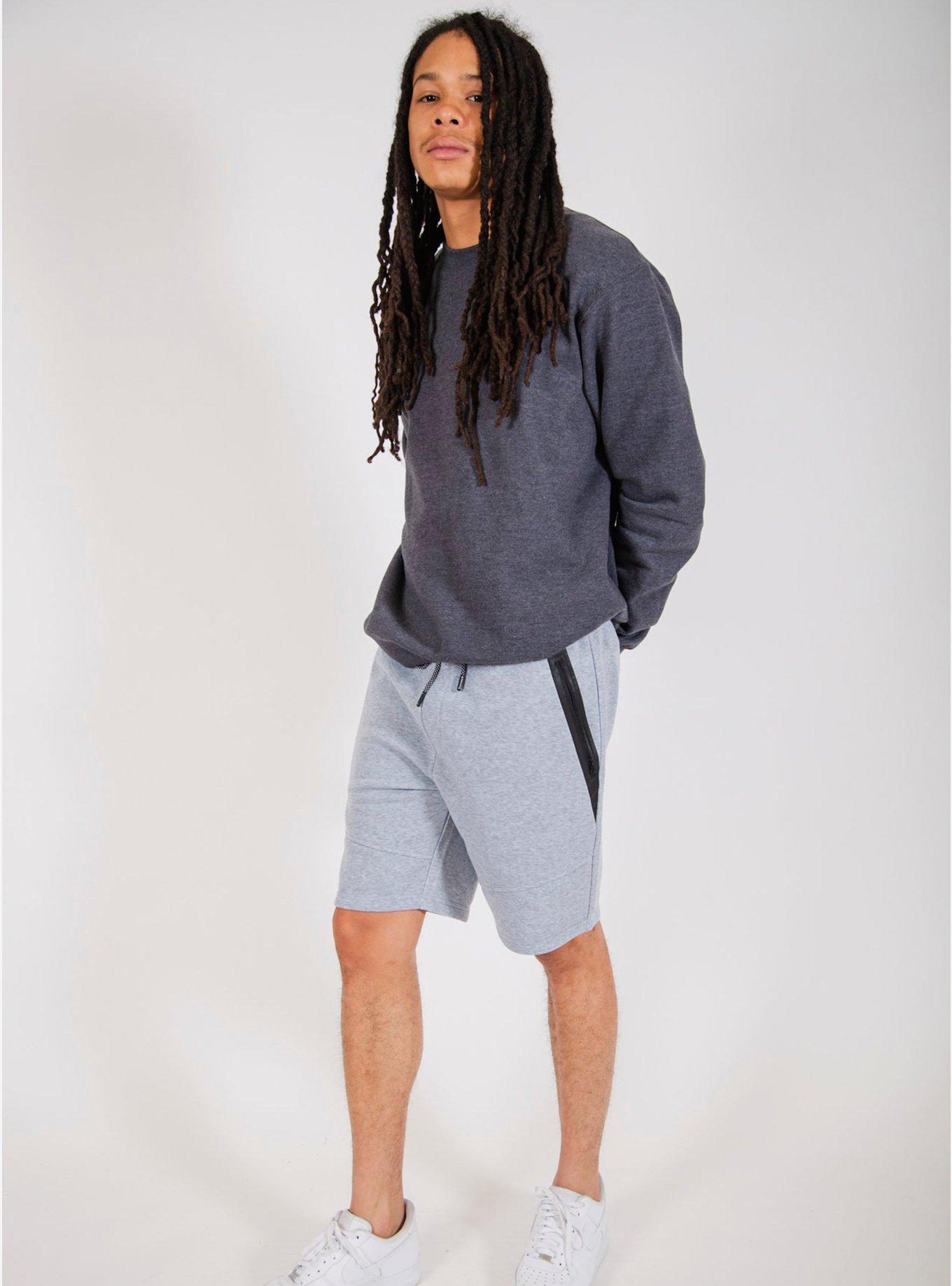 Heather Grey Diagonal Heat Seal Zip Shorts