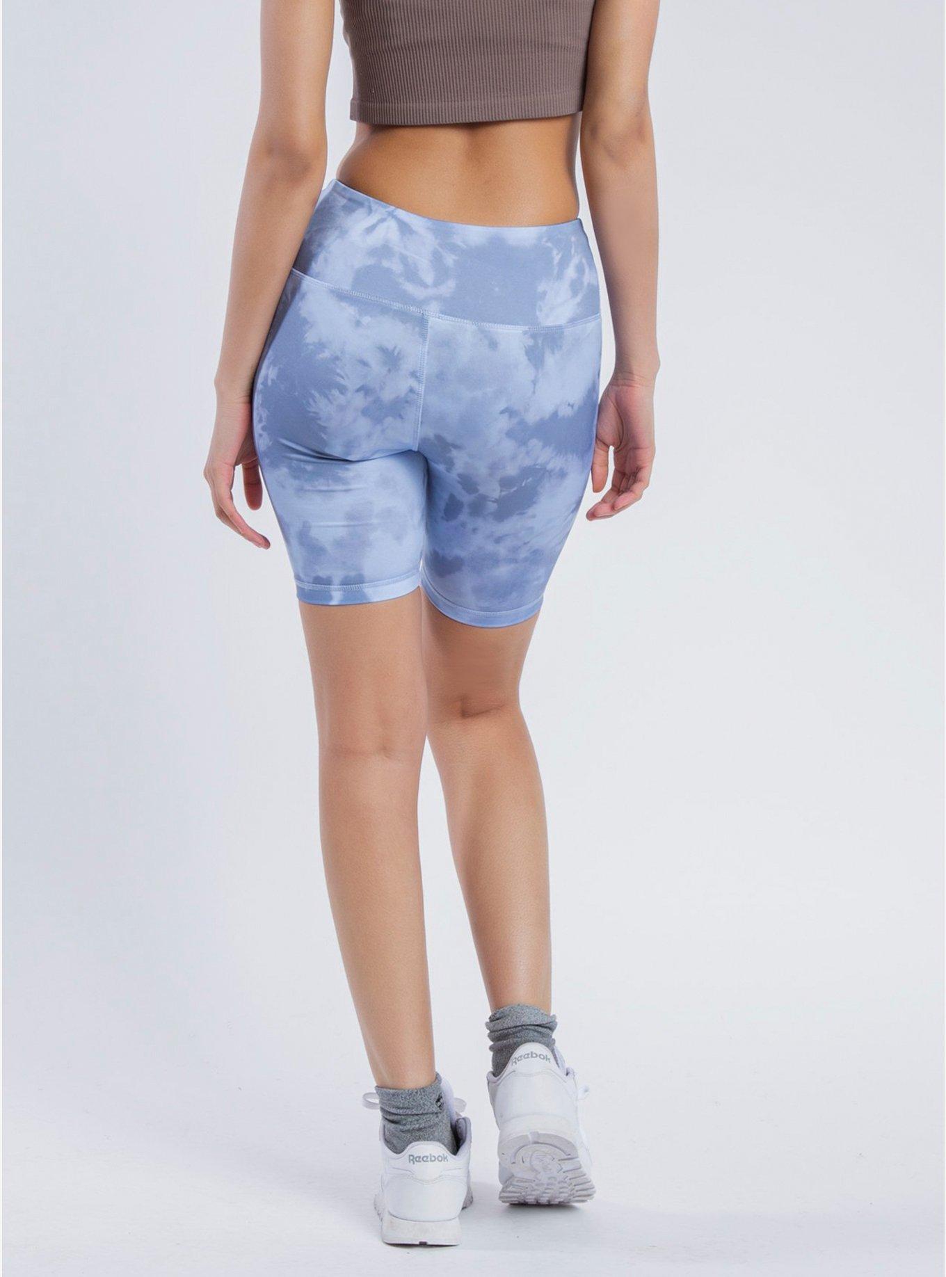 Inseam Dusty Blue Tonal Tie Dye Biker Shorts, BLUE, alternate