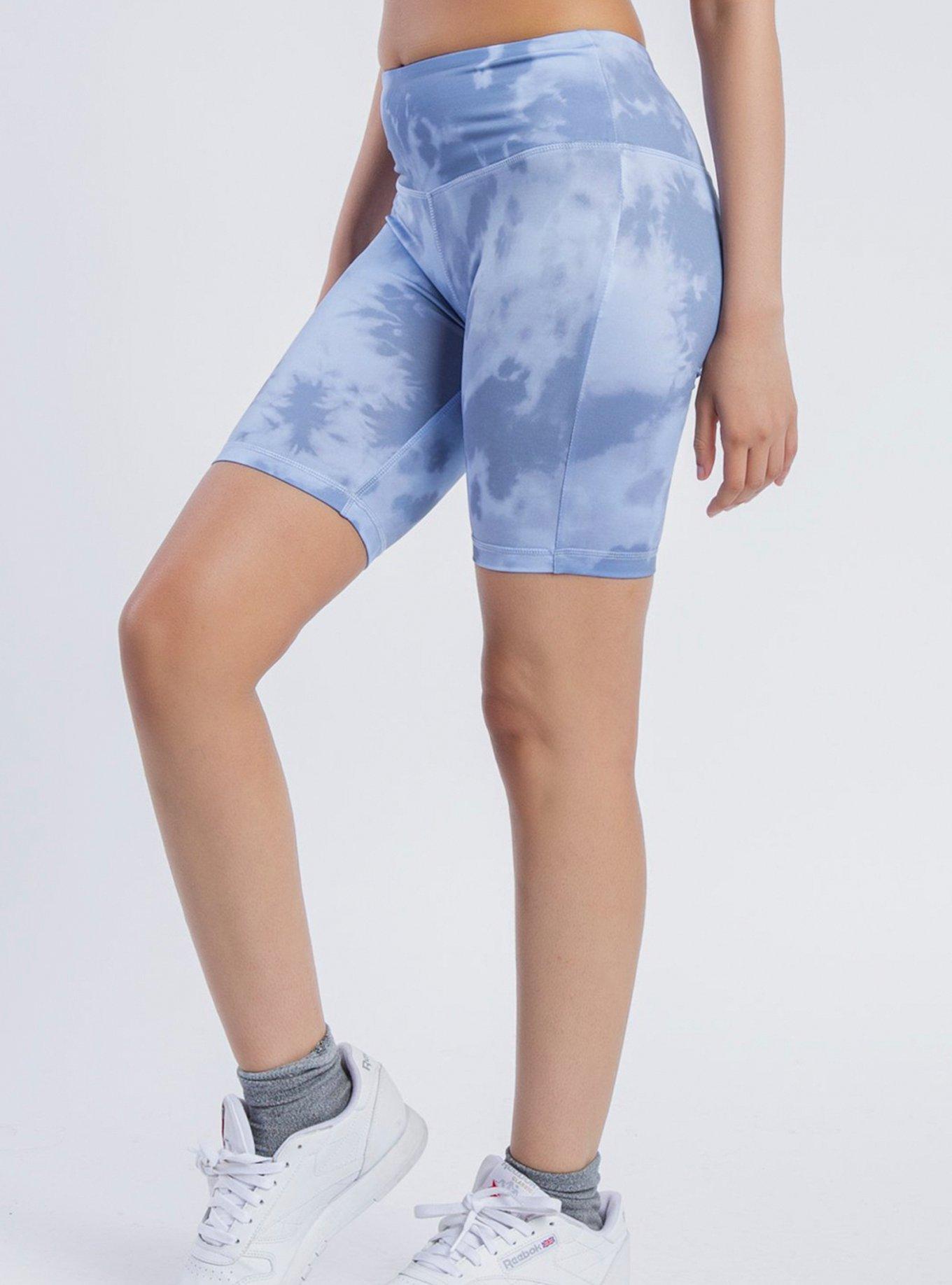Inseam Dusty Blue Tonal Tie Dye Biker Shorts, BLUE, alternate