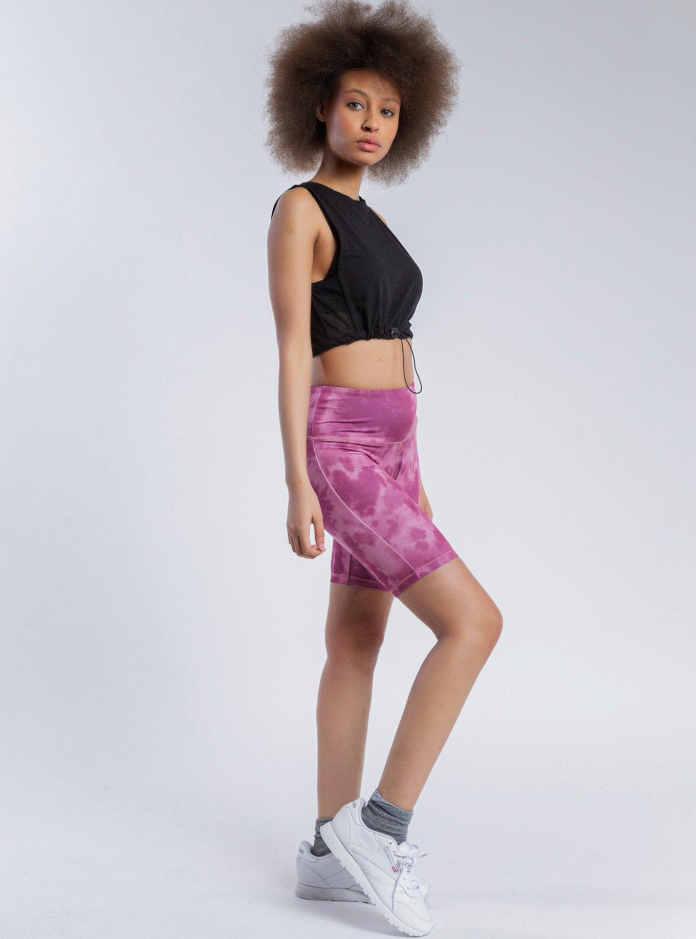 Inseam Dusty Rose Tonal Tie Dye Biker Shorts, PINK, alternate