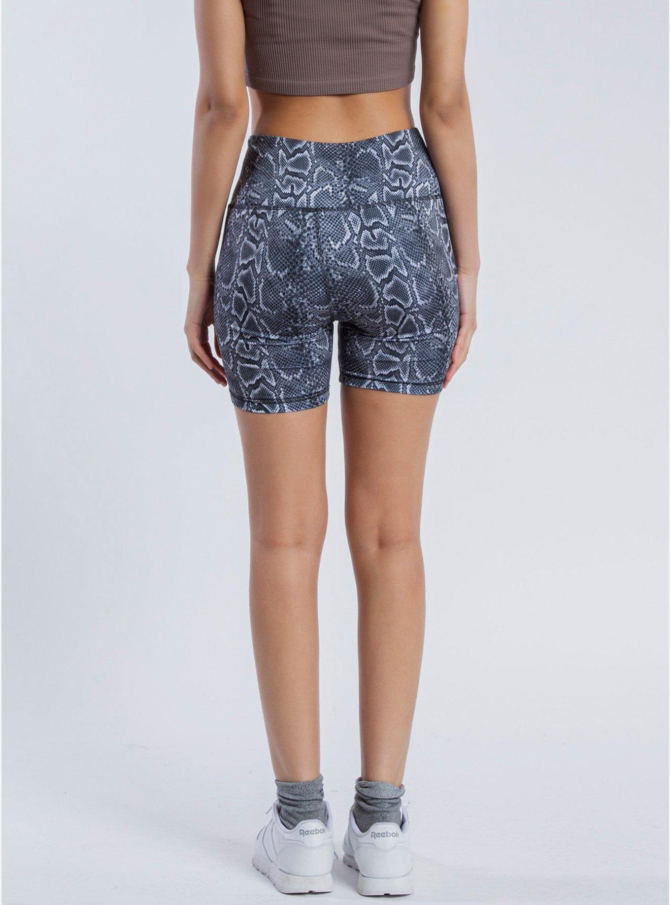 5" Inseam Snake Print Biker Shorts, SNAKE - GREY, alternate