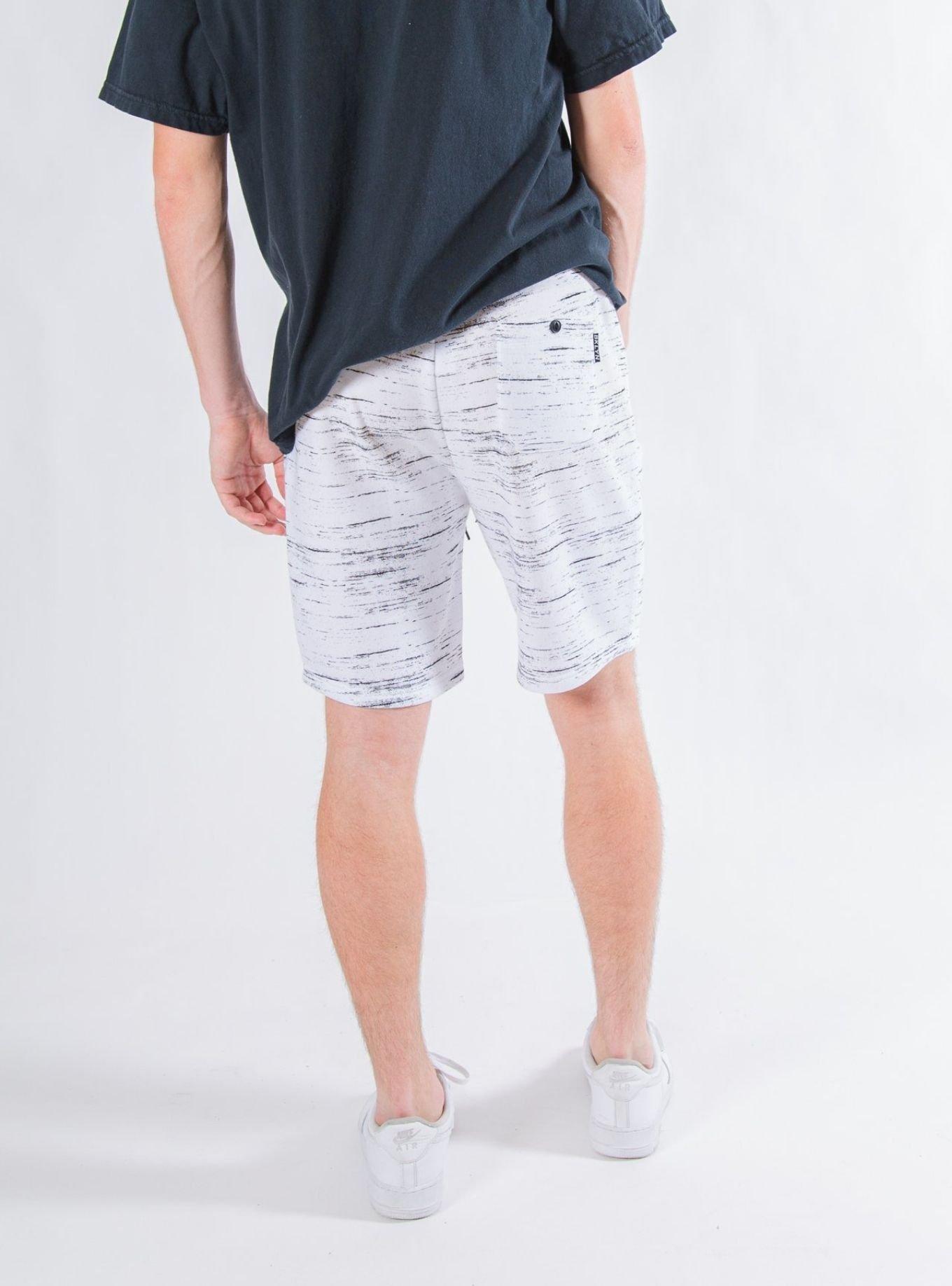 White Streaky Print Fleece Zip Pocket Shorts, MULTICOLOR, alternate