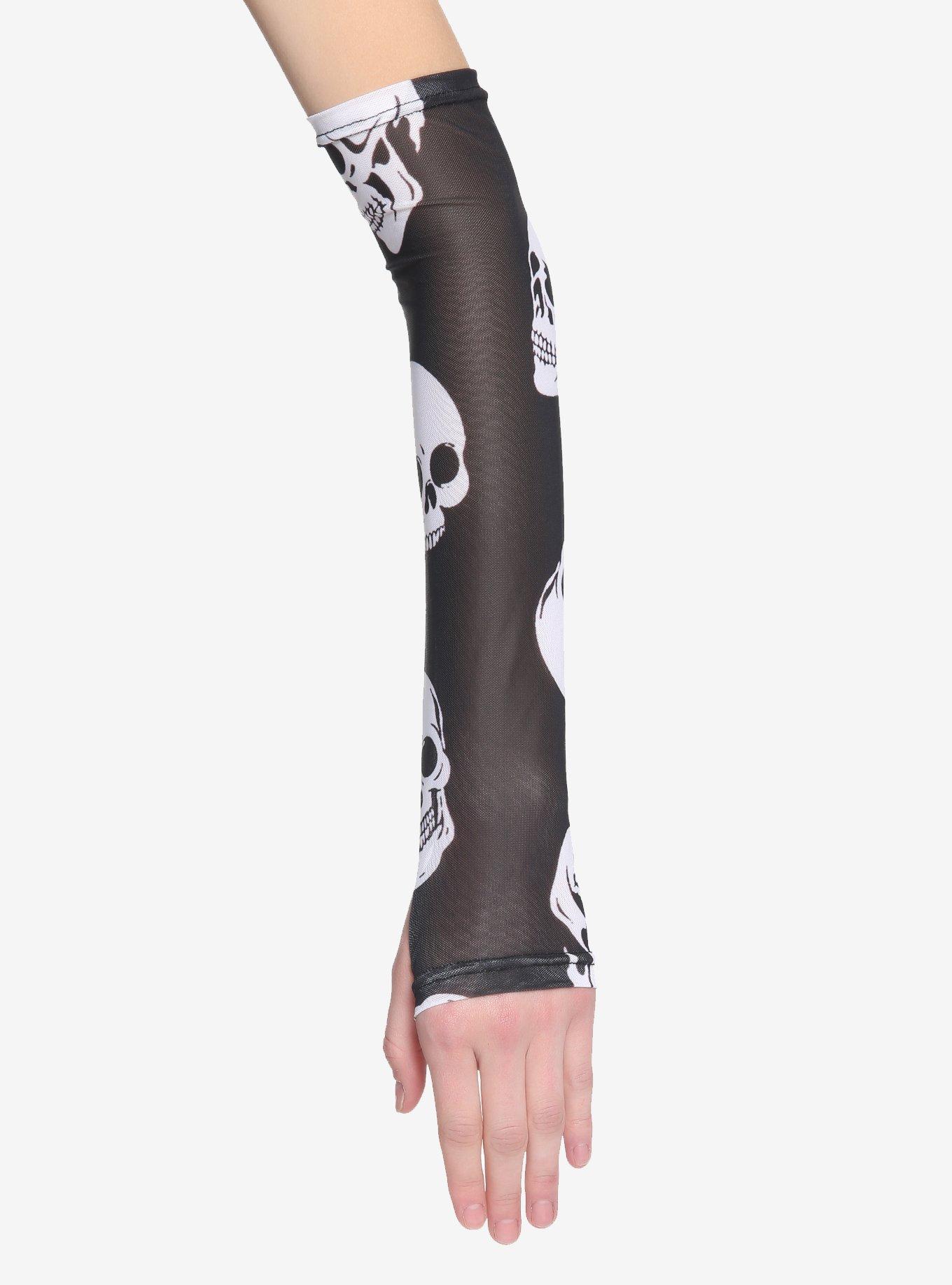Black & White Skull Arm Warmers, , alternate