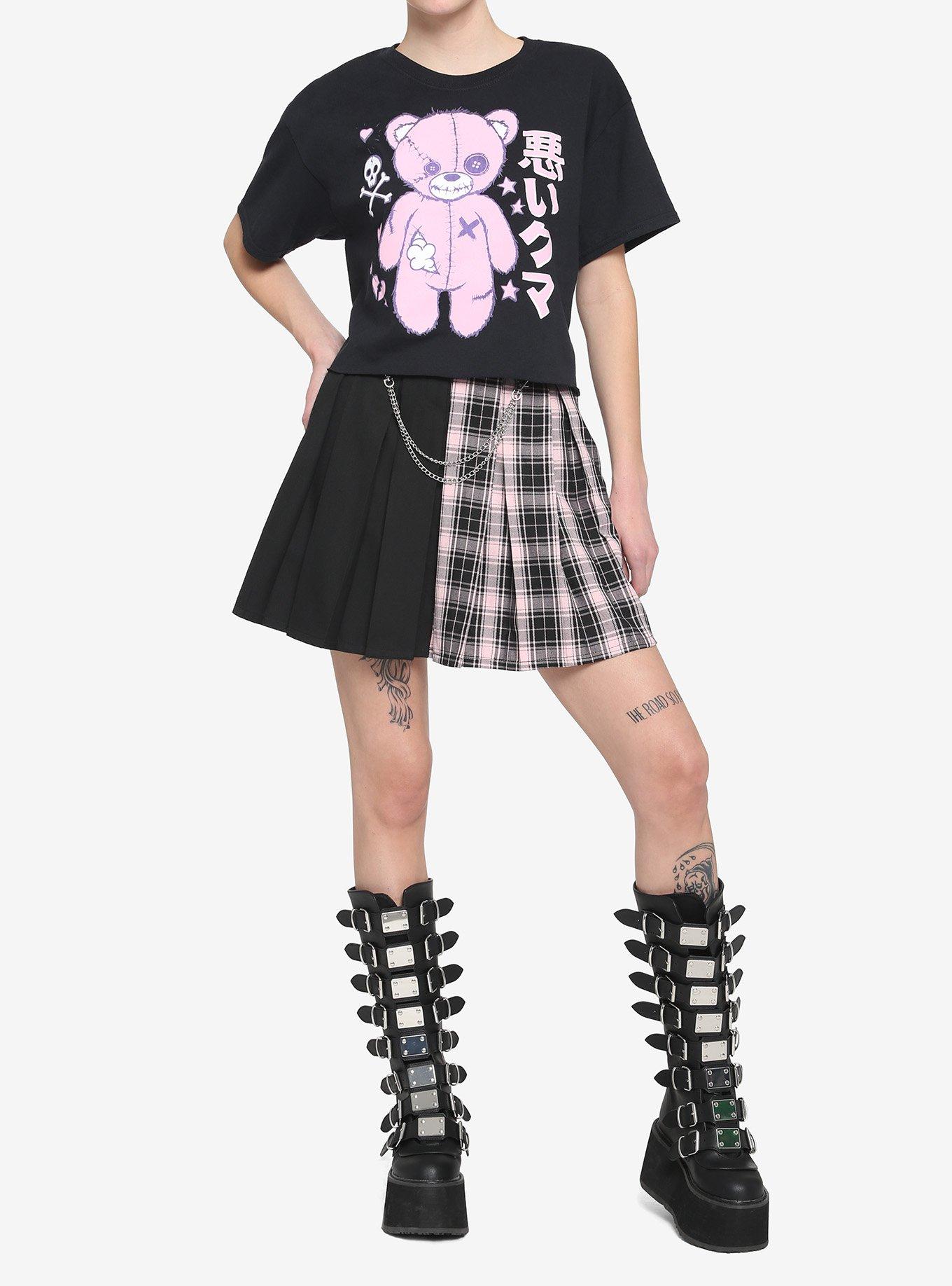 Punk Teddy Bear Girls Crop T-Shirt, MULTI, alternate