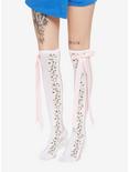 Pink Floral With Bow Over-The-Knee Socks, , alternate