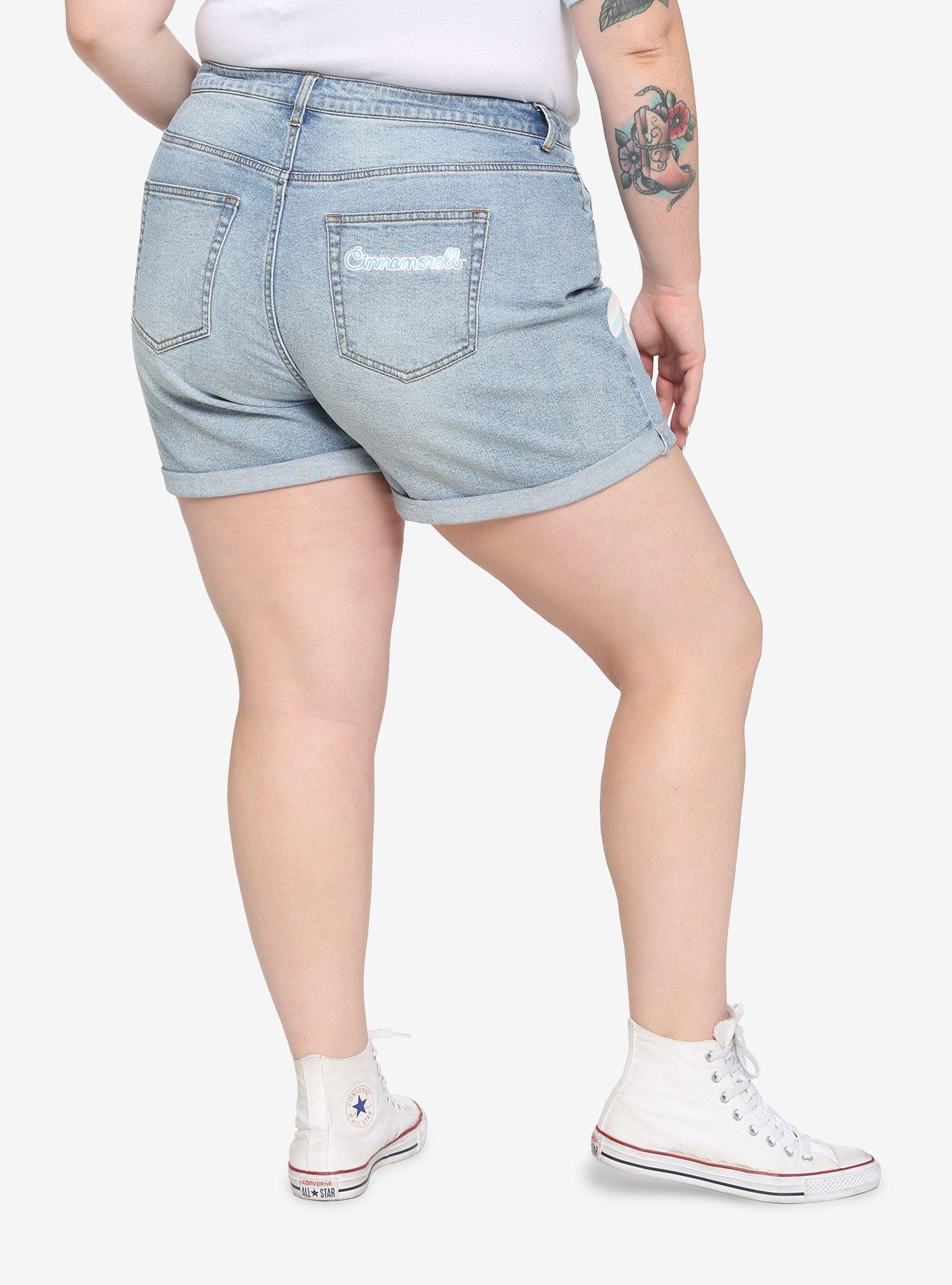 Cinnamoroll Flowers Mom Shorts Plus Size, MULTI, alternate
