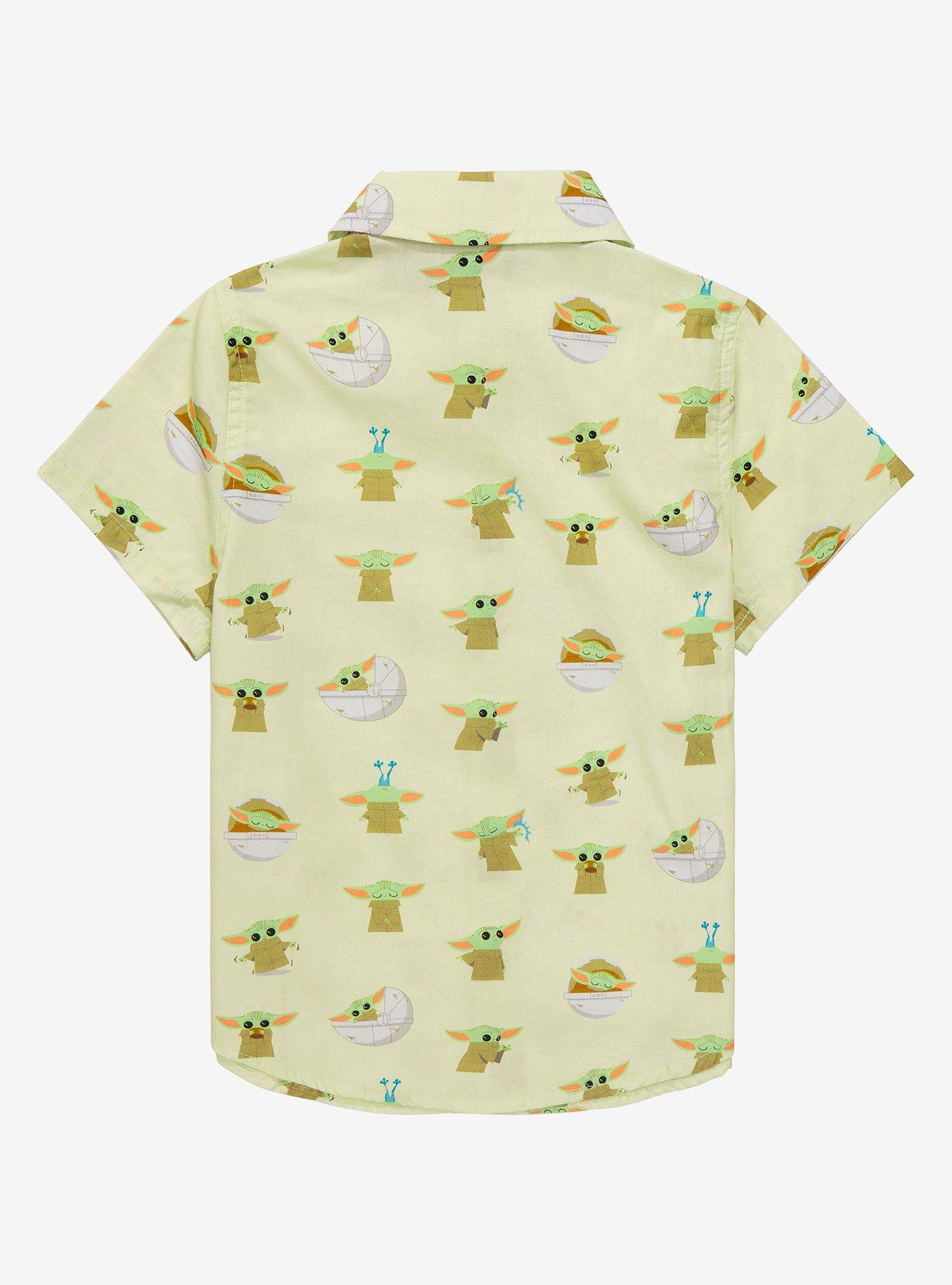 Star Wars The Mandalorian The Child Allover Print Toddler Woven Button-Up - BoxLunch Exclusive , BRIGHT WHITE, alternate